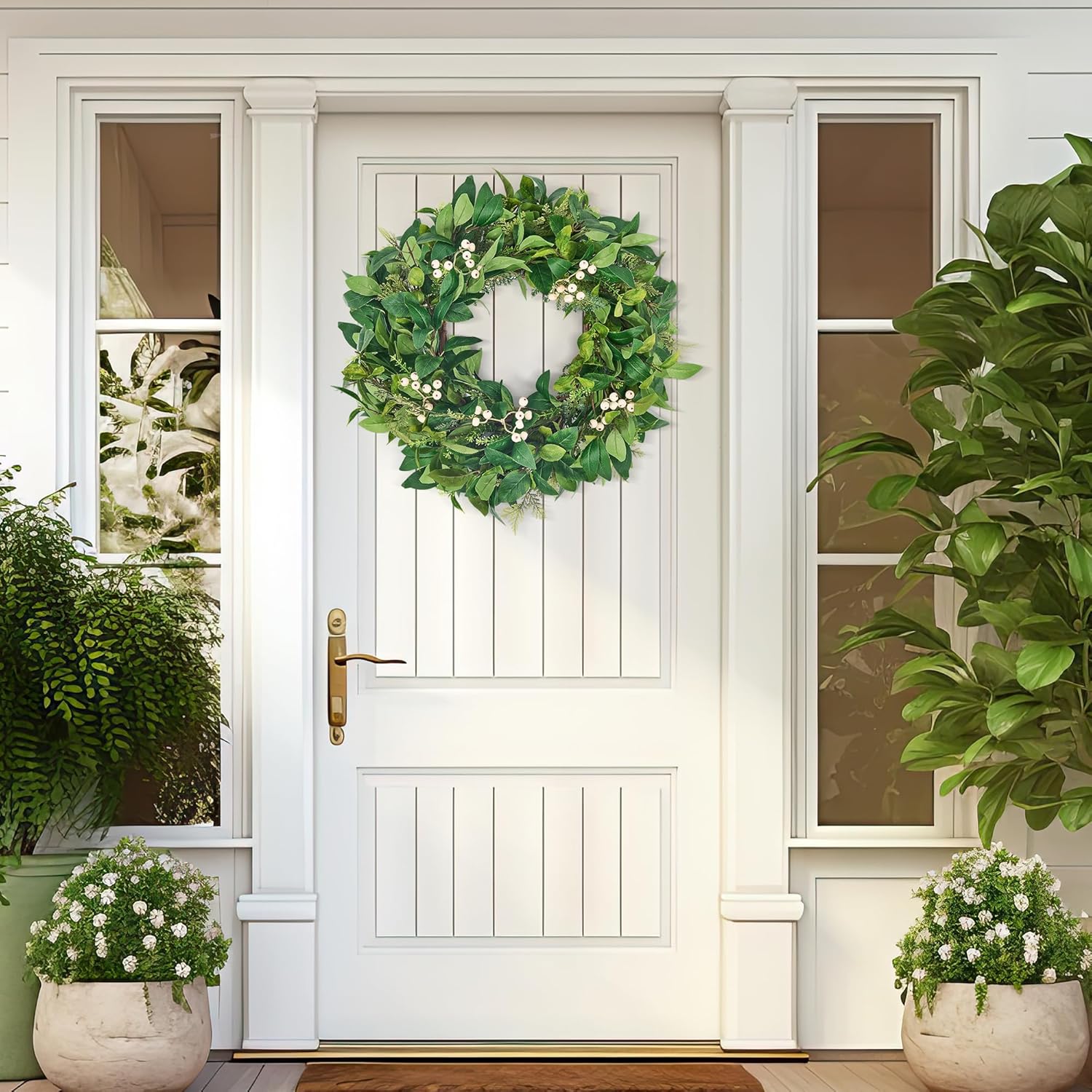 GENMOUS 24 Inch All Season Wreath for Front Door Decor