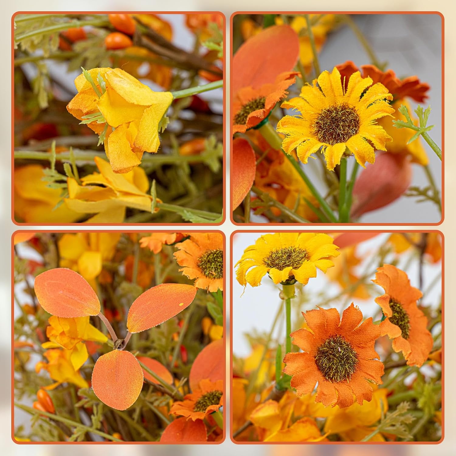 18 Inches Rustic Fall Wreath with Wildflowers