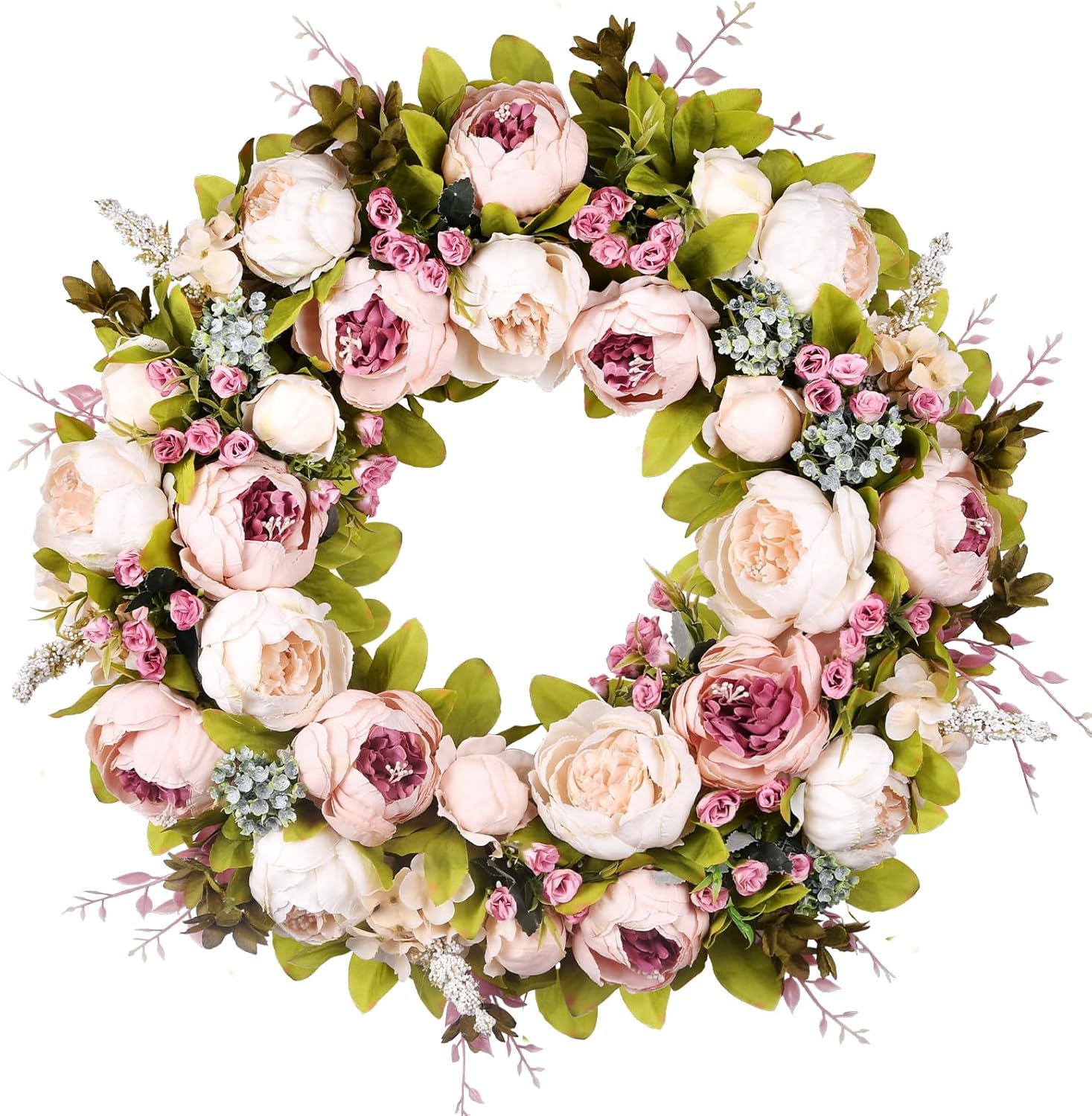 Covanm 22 Inch Spring Peony Wreath for Front Door Decor