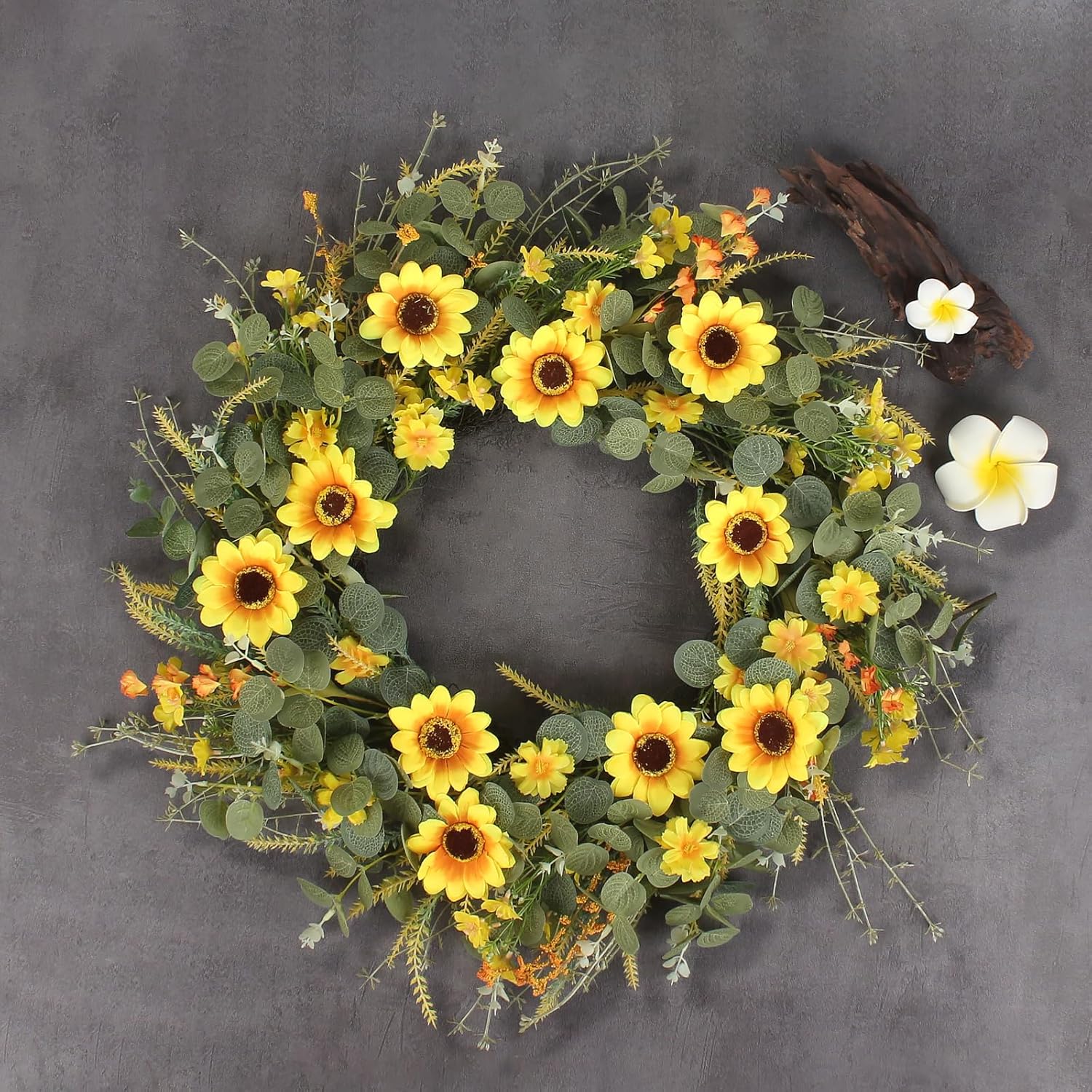 24 Yellow Sunflower Wreath with Headband and DIY Accessories