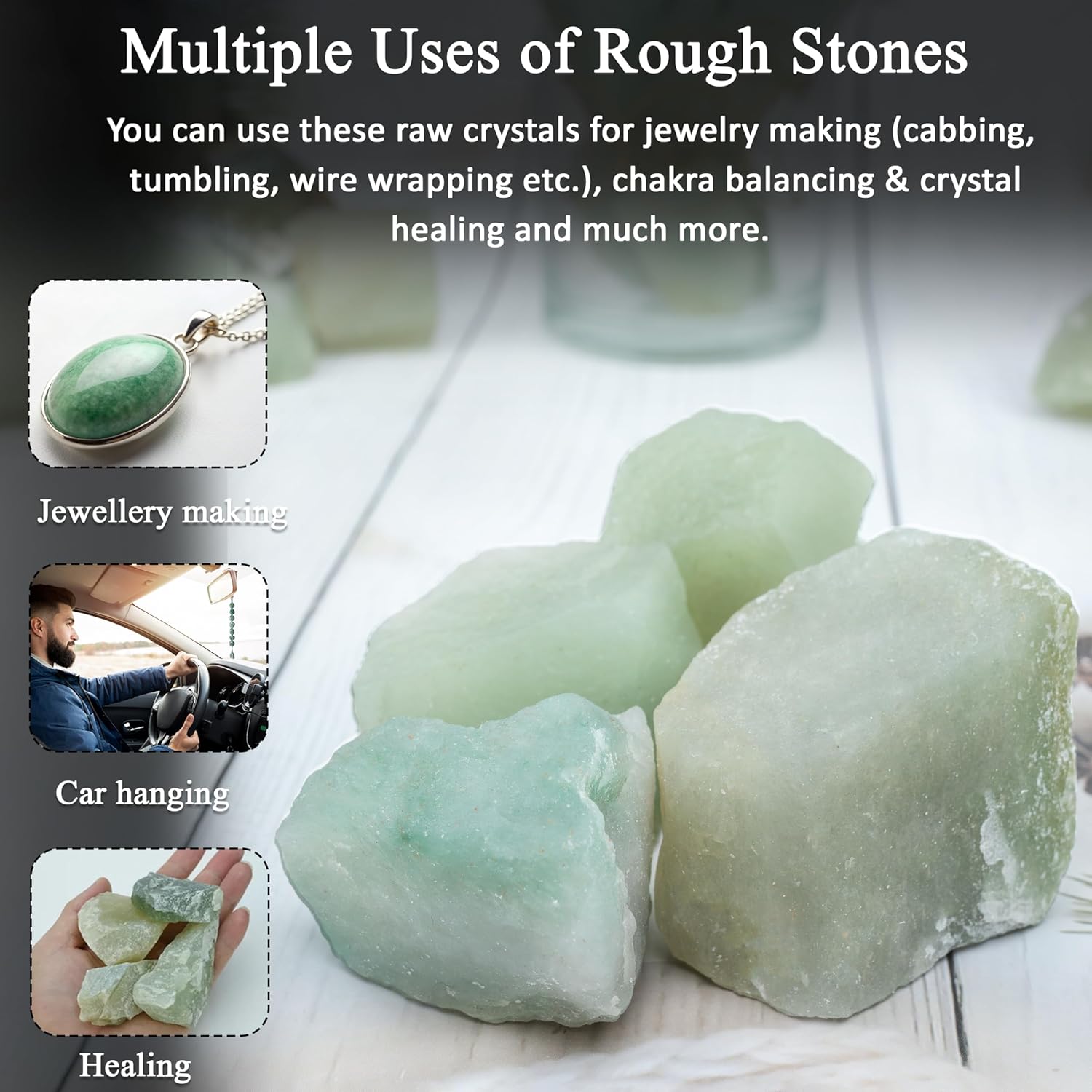 14 LB Green Jade Rough Stones for Chakra Balancing and Decor