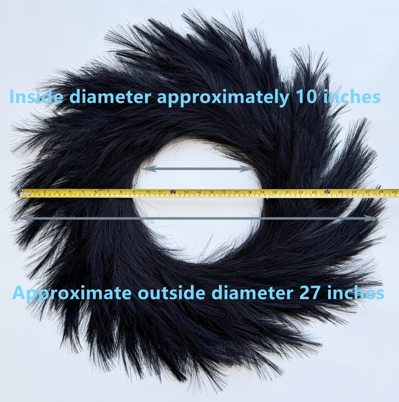 27 Artificial Pampas Grass Wreath - Black