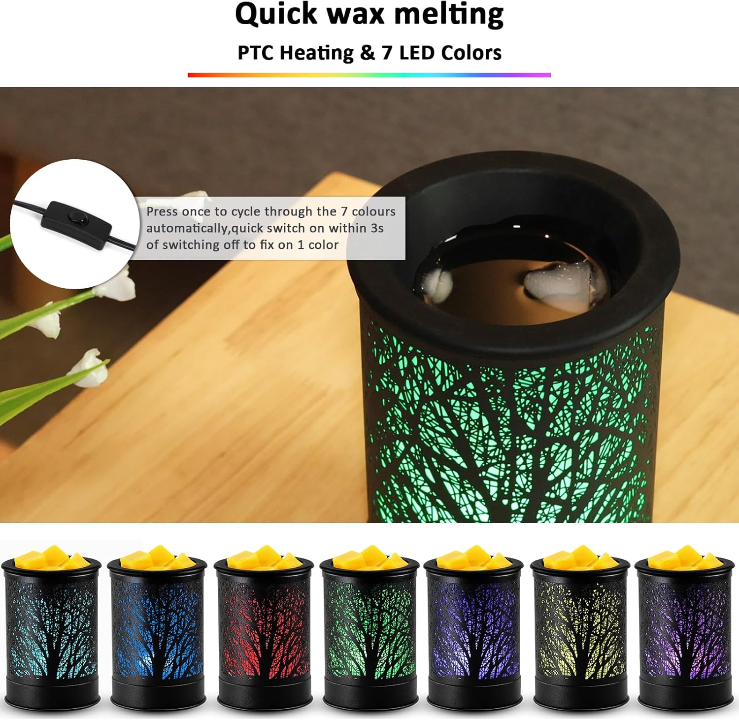 Dialans Scented Wax Melter with LED Light and Silicone Tray