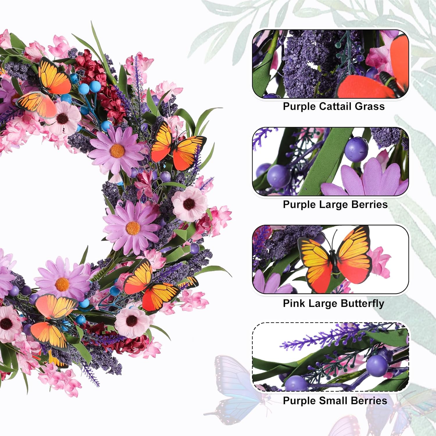 Lavender Wreath for Front Door - 18 Inch All Season Decor