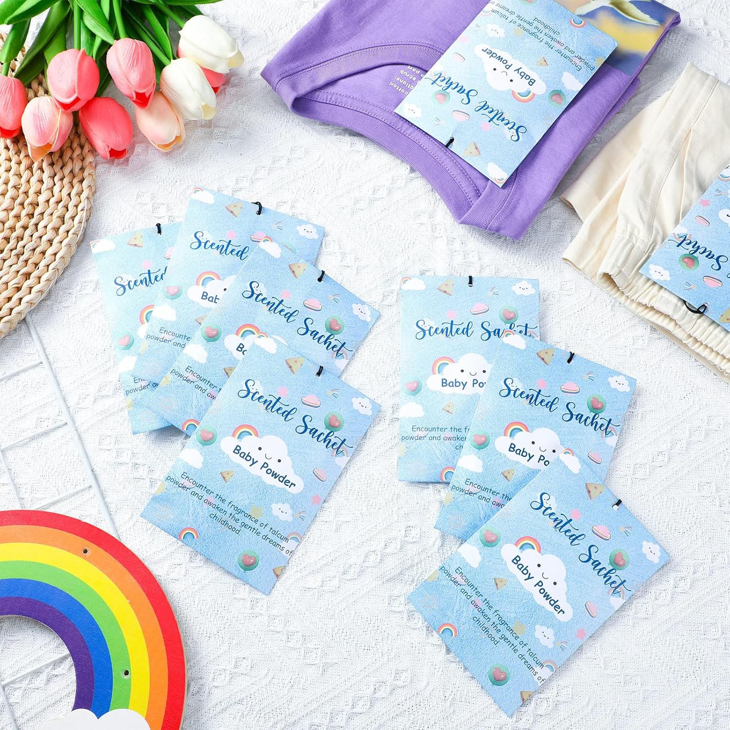 24 Pack Talcum Powder Scent Sachets for Home and Car Freshening