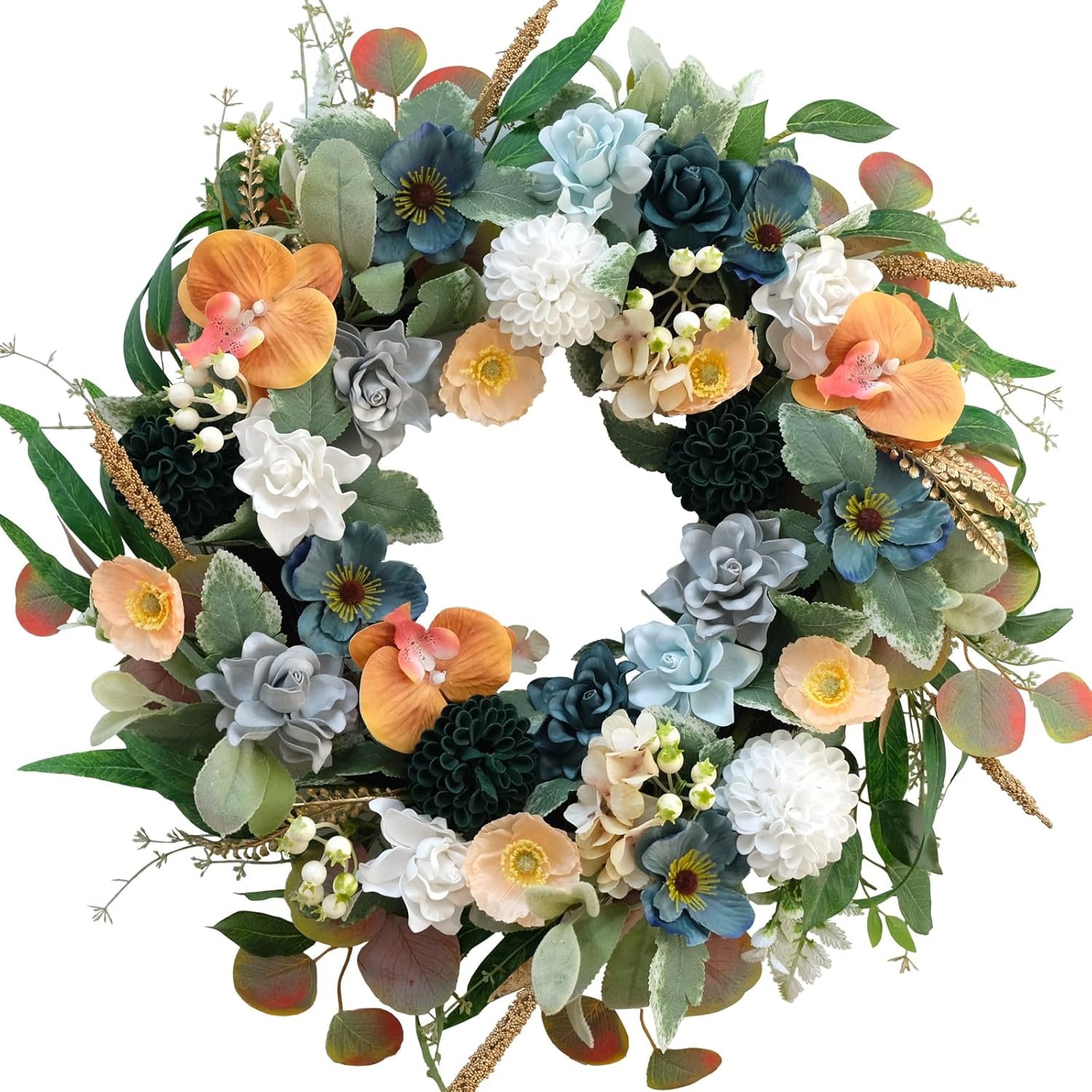Bibelot 22 Inch Artificial Spring Floral Wreath for Front Door