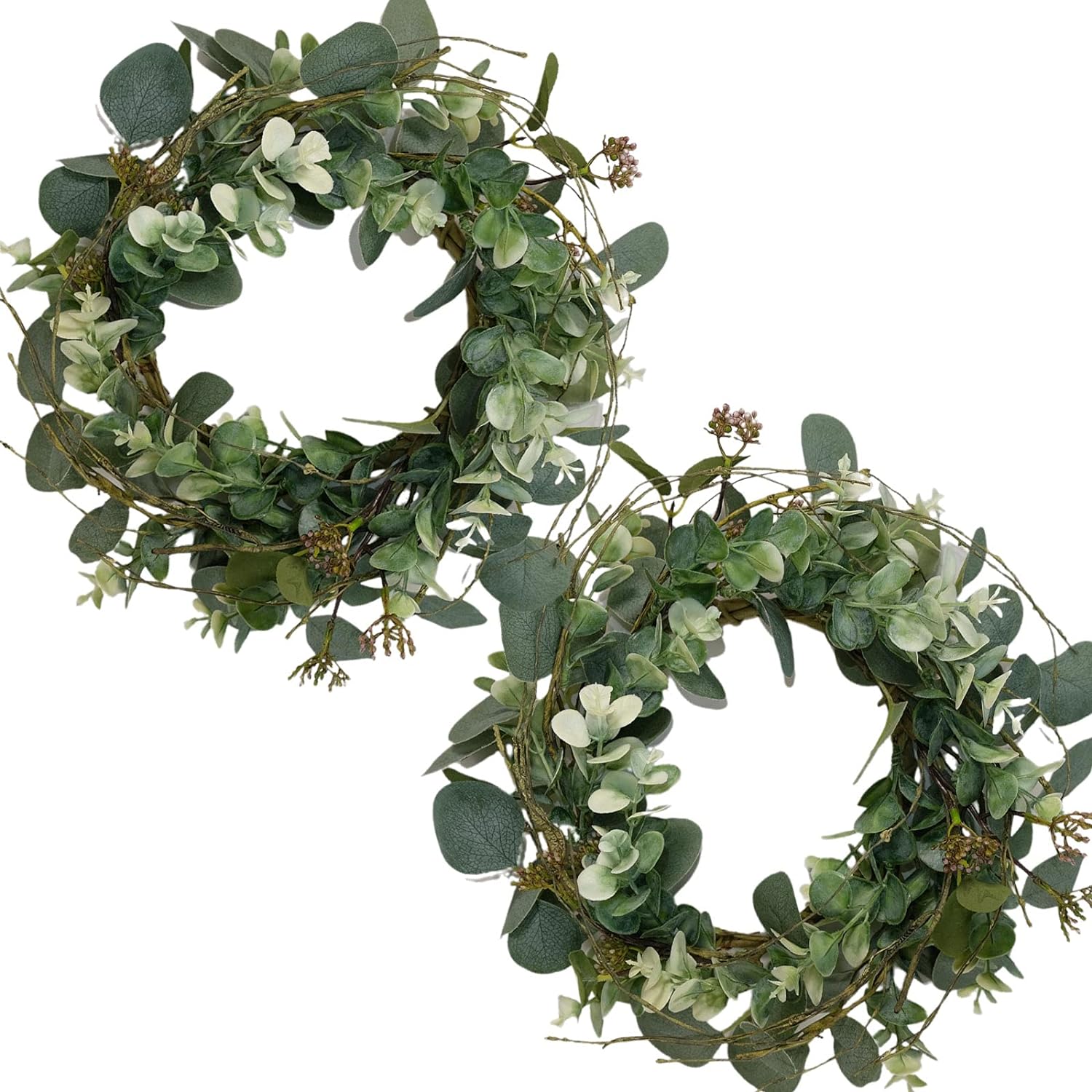 Idyllic 12 Inch Artificial Eucalyptus Wreath 2 Pack