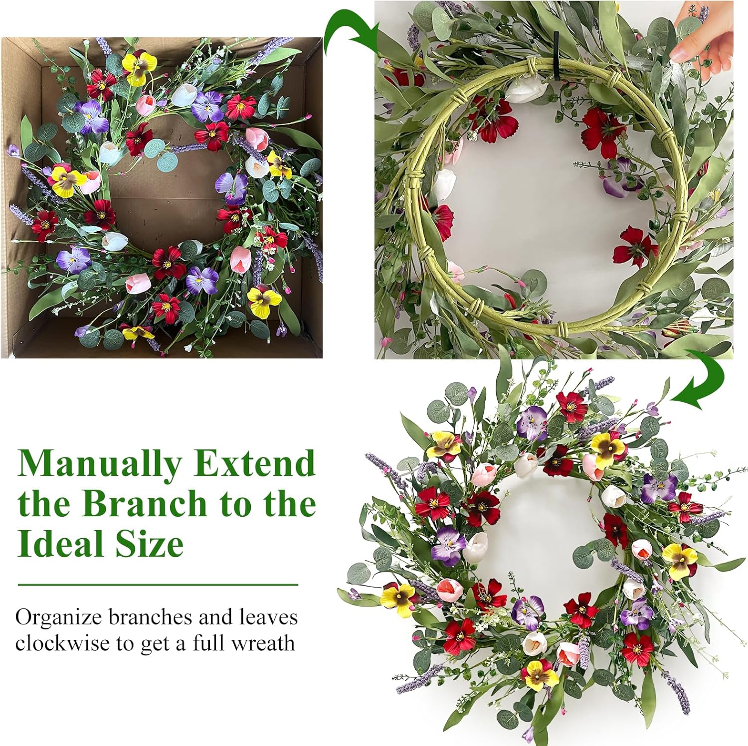 Huashen 22 Inch Summer Wreath for Front Door