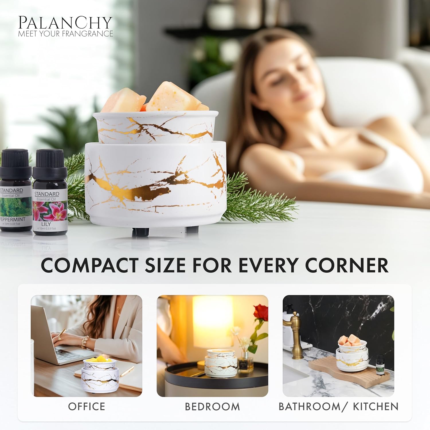 PALANCHY 3-in-1 Wax Melt Warmer Ceramic Electric