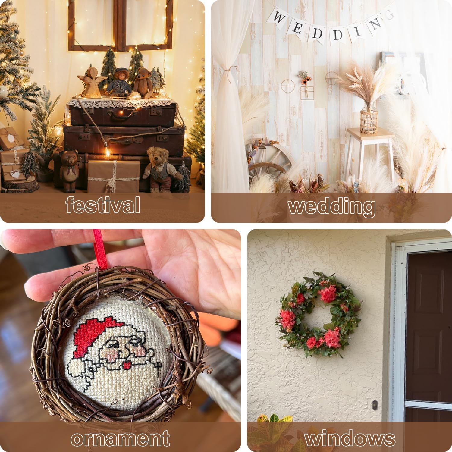 40 PCS Natural Grapevine Wreaths for DIY and Christmas Decor