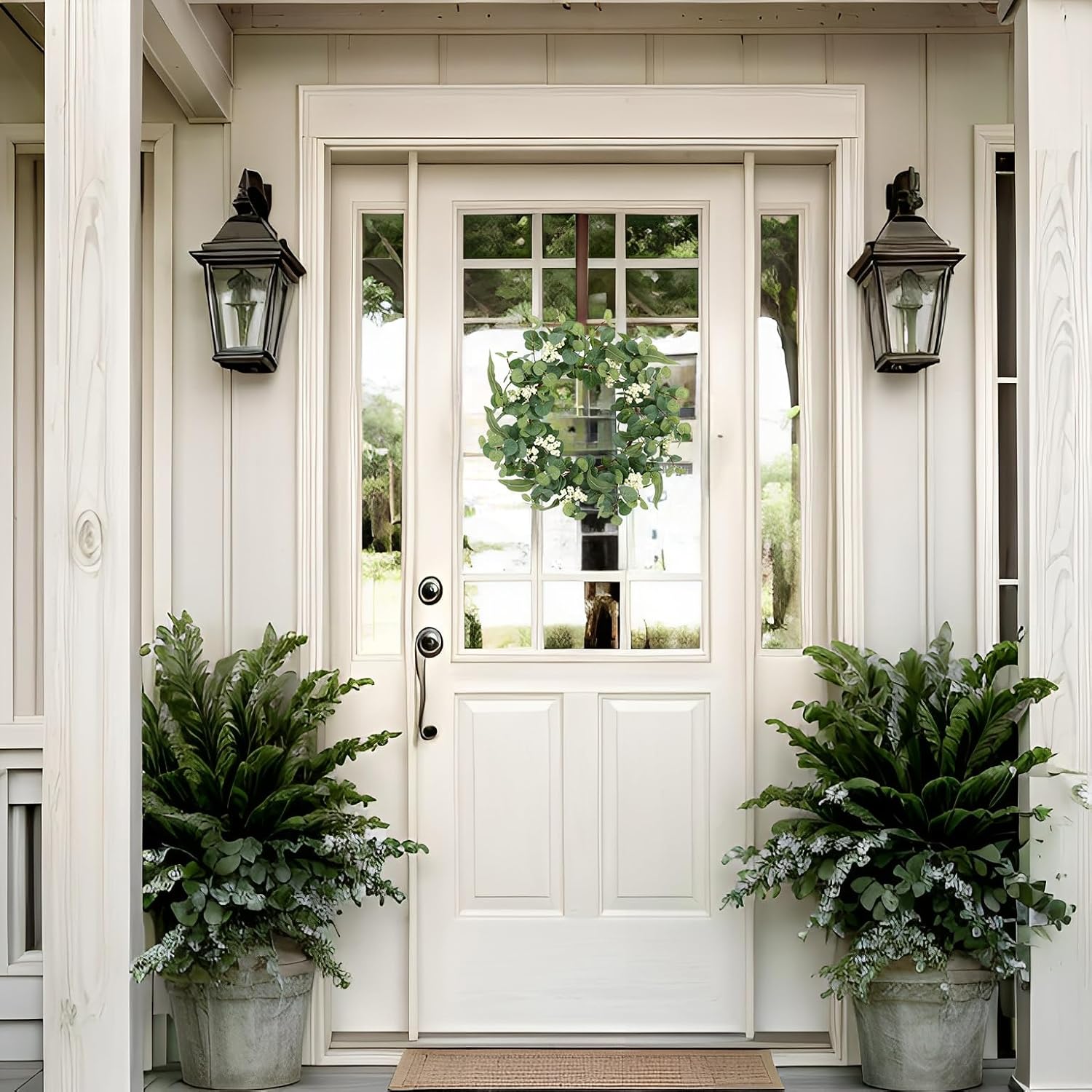 18 Inch Eucalyptus Wreath for Front Door Decor