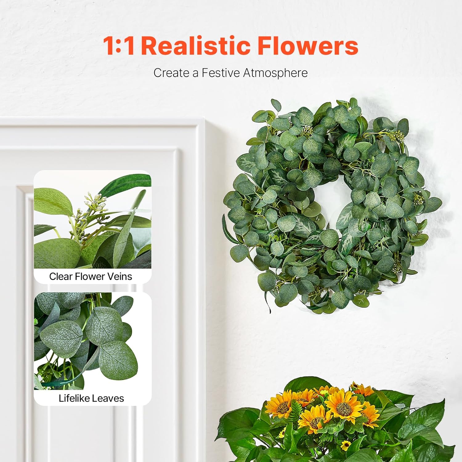 VEVOR 26 Inch Eucalyptus Wreath with Berries
