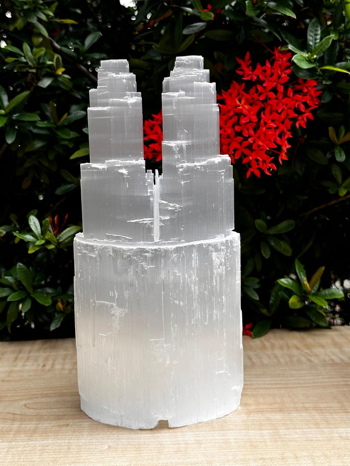 GAF TREASURES Selenite Twin Tower Lamp