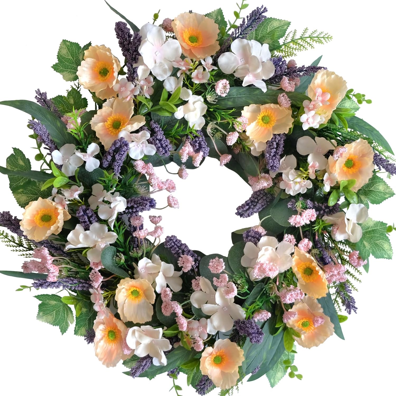 24-inch Purple Lavender Yellow Wreath for Home Wedding