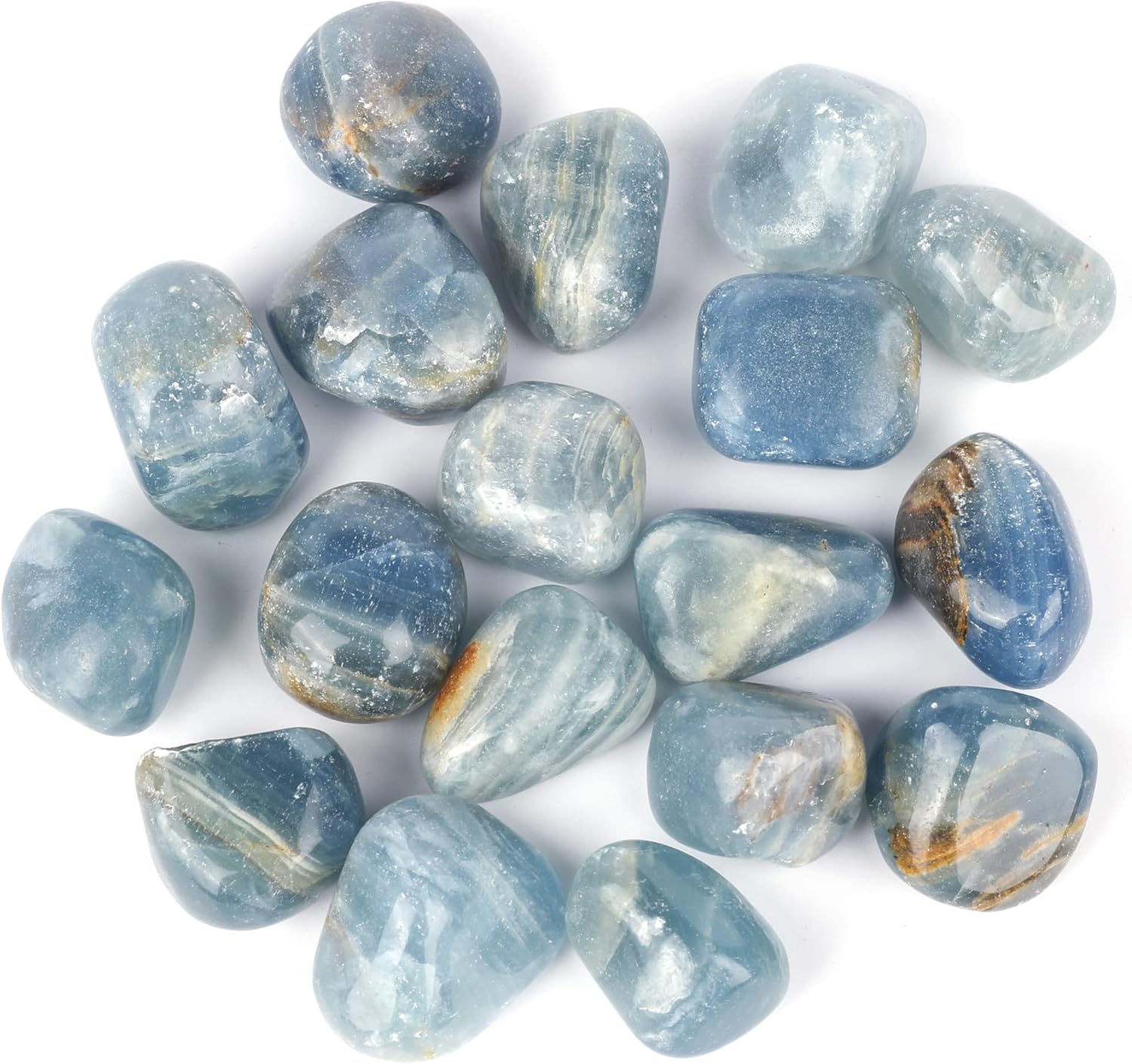 Blue Caribbean Calcite Tumbled Stones Collection Box