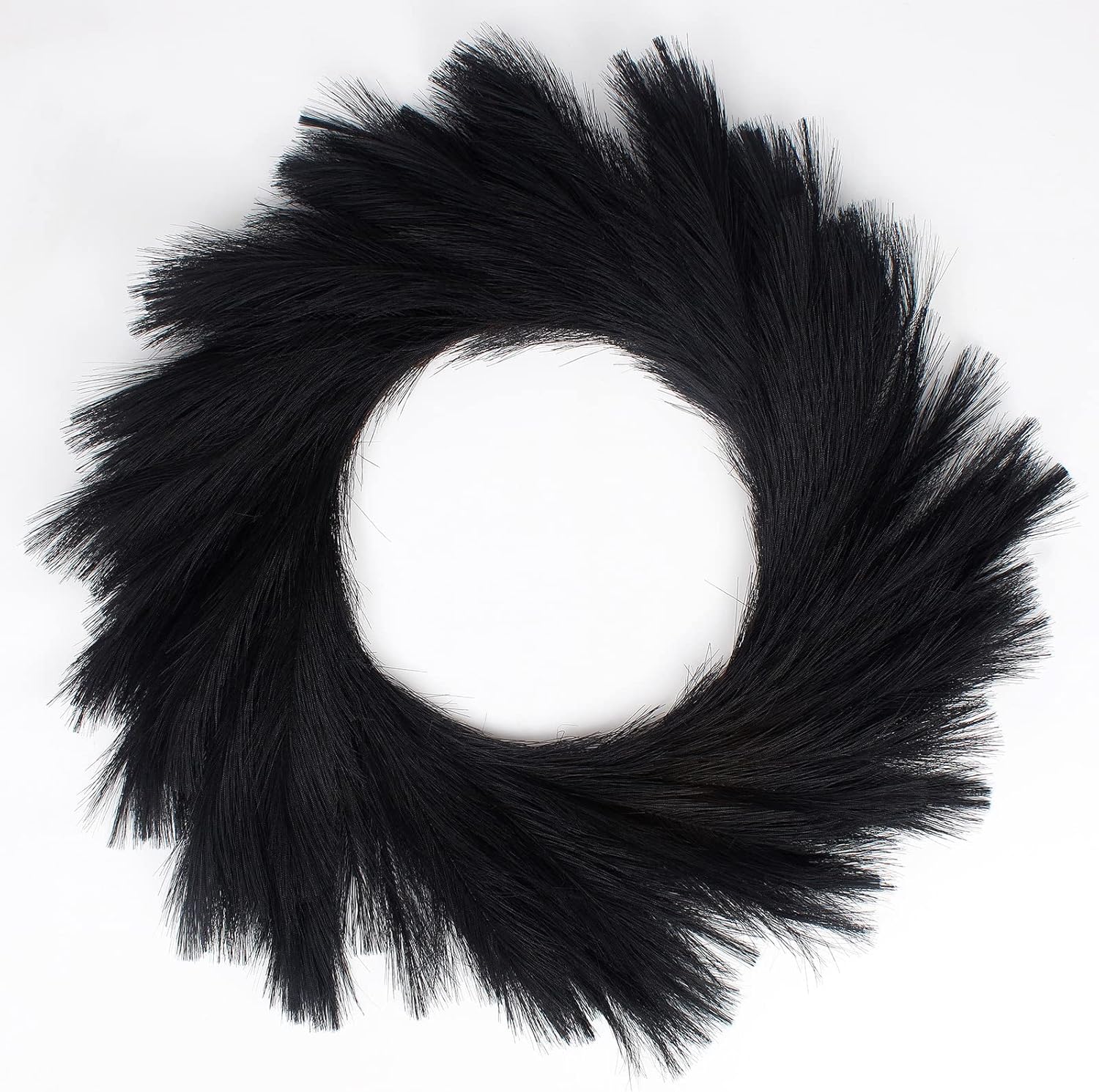 24 Inch Black Faux Pampas Grass Wreath for Front Door