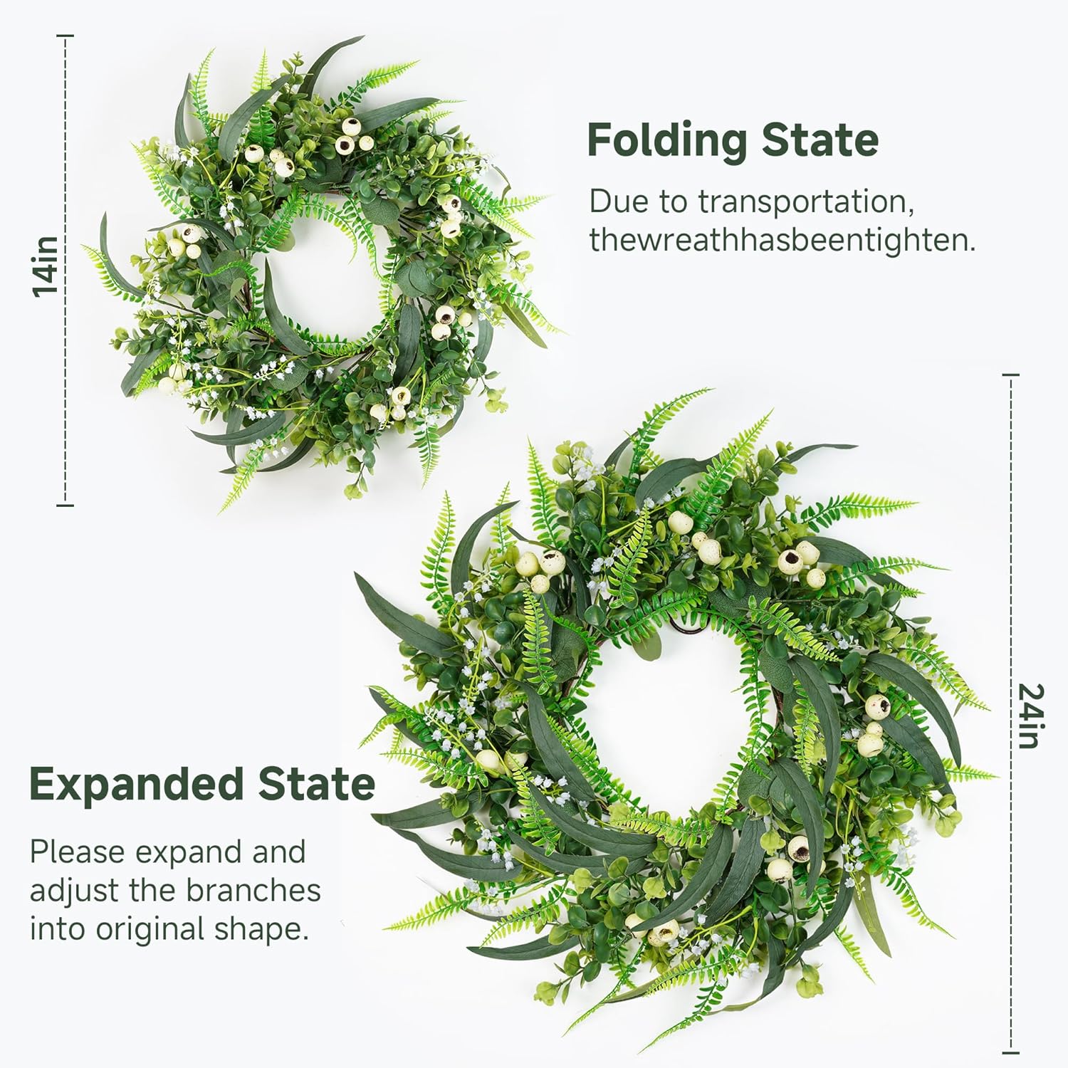 24 Inch Spring Wreath for Front Door Decor