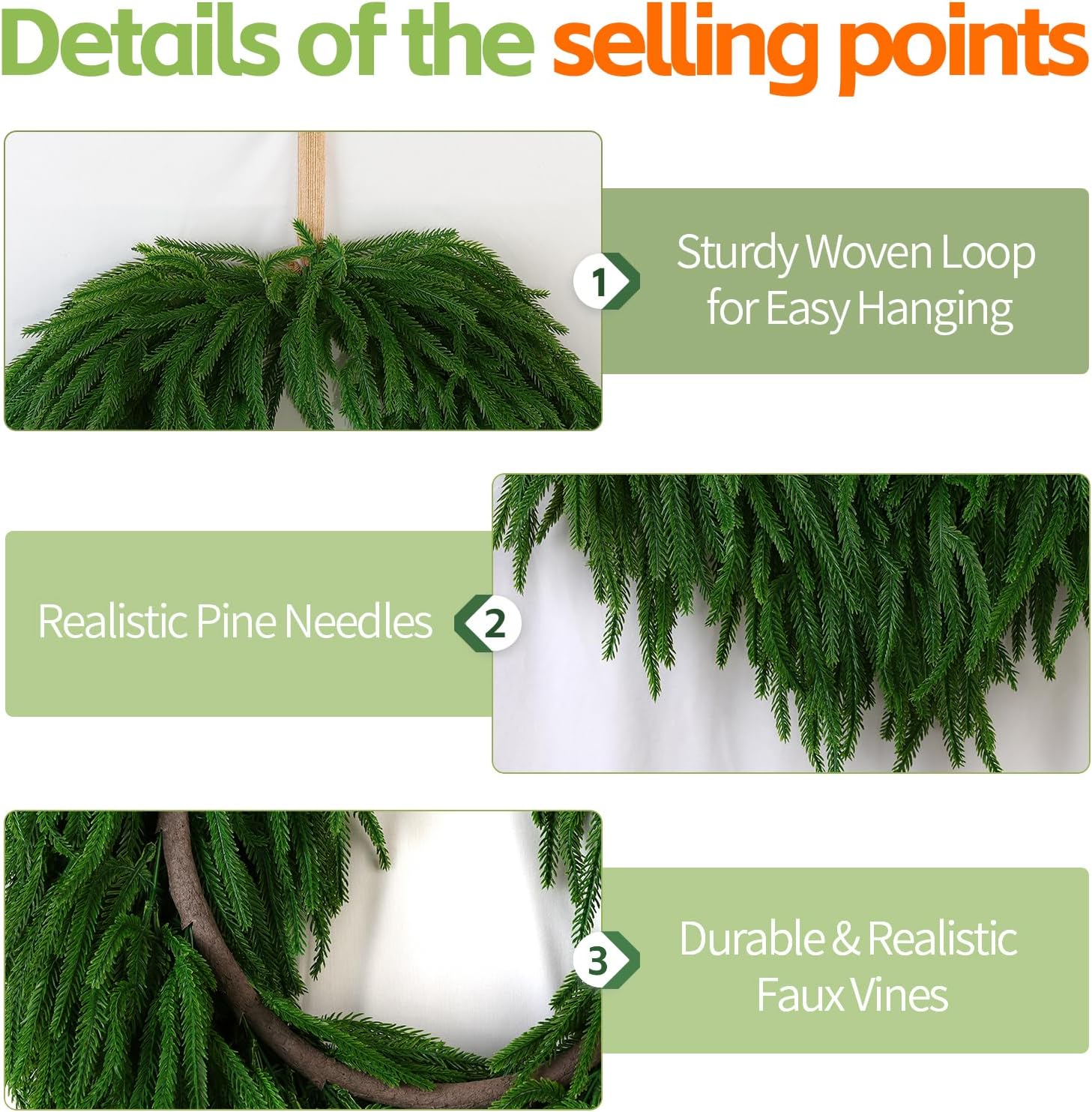 24 Inch Norfolk Pine Wreath for Front Door