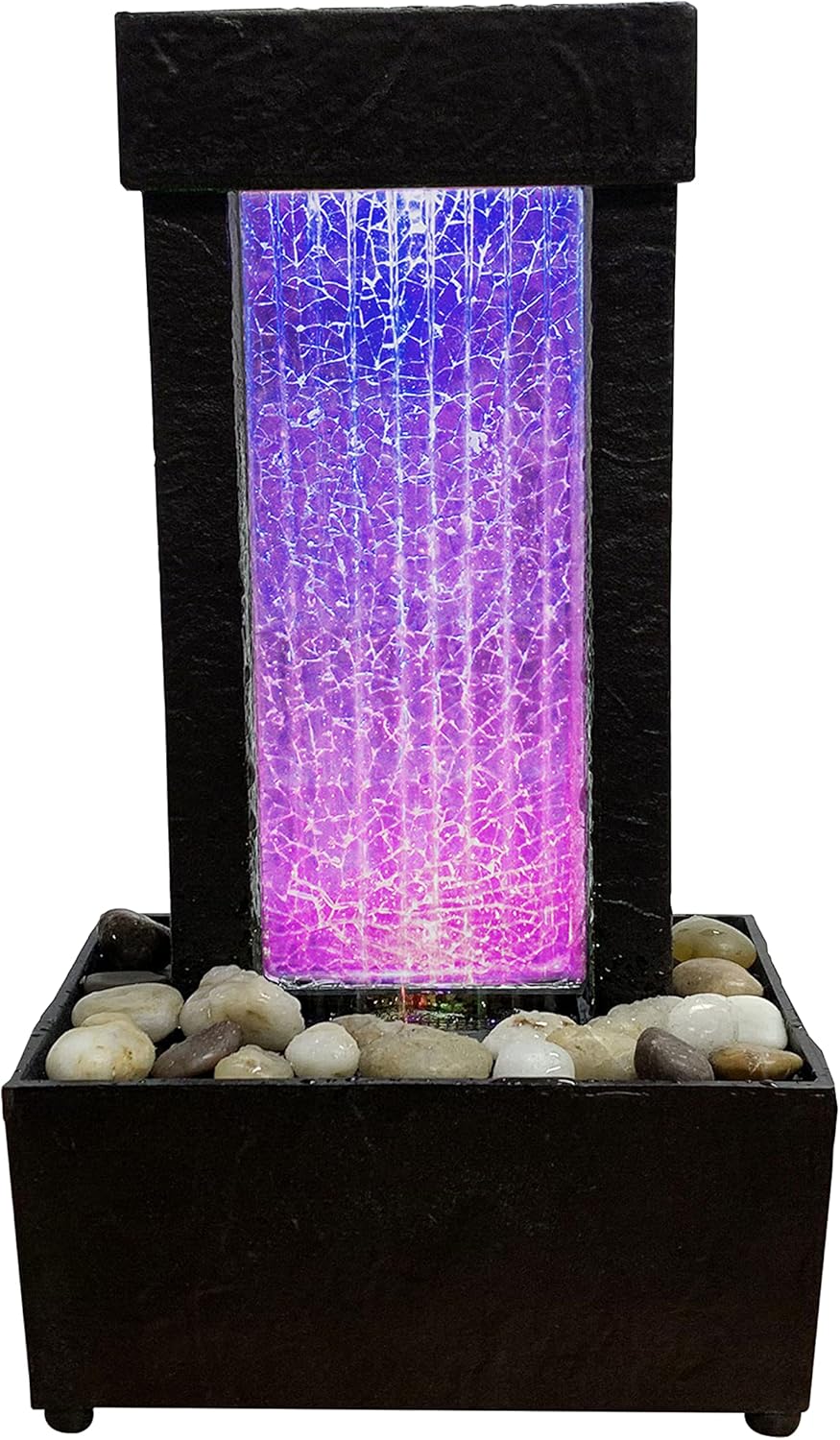 Natures Mark 10 Inch H Crackled Glass Water Fountain with LED Lights