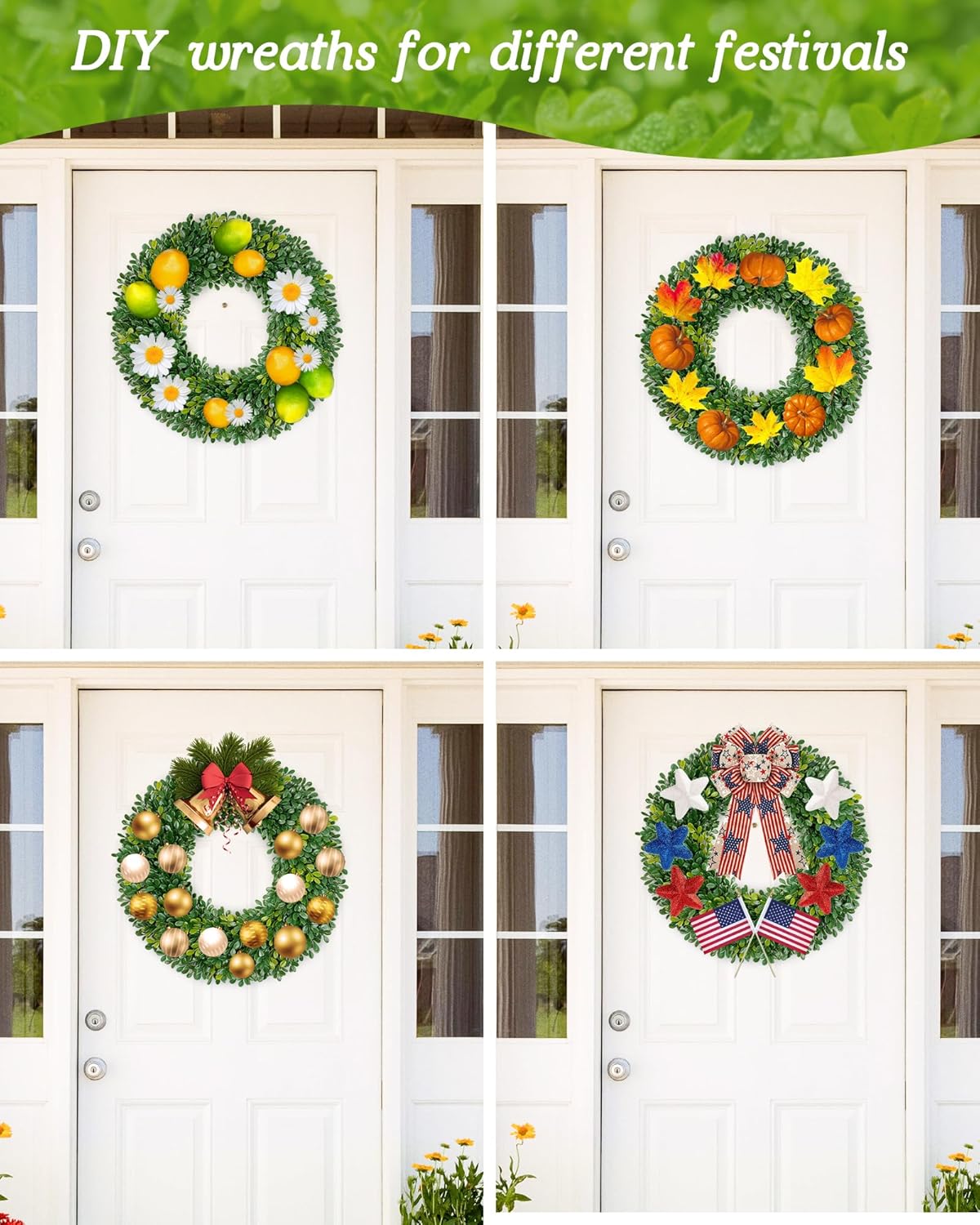 Vlorart 20 Inch Boxwood Wreath for Front Door