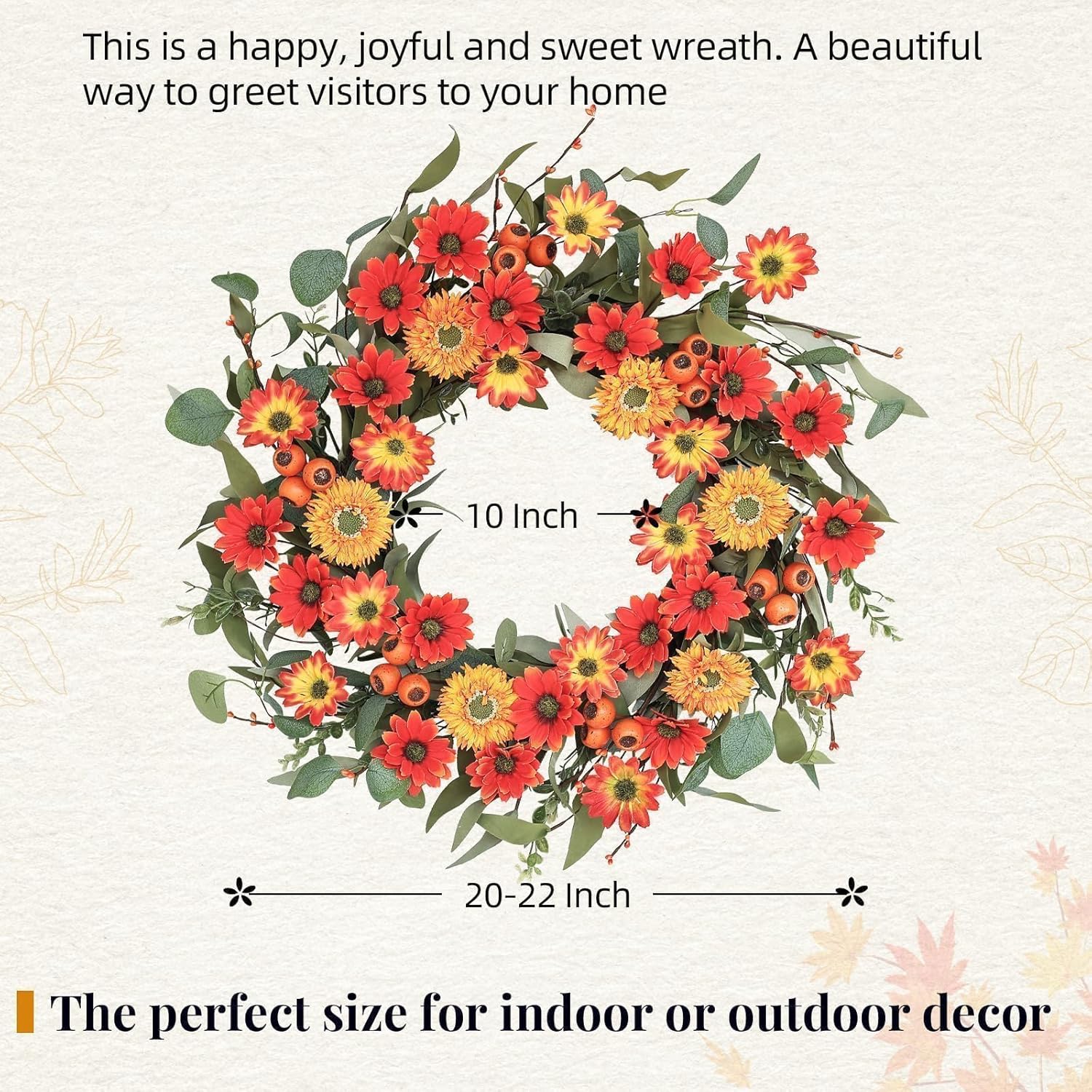 Hometrance 20 Inch Autumn Wreath for Front Door