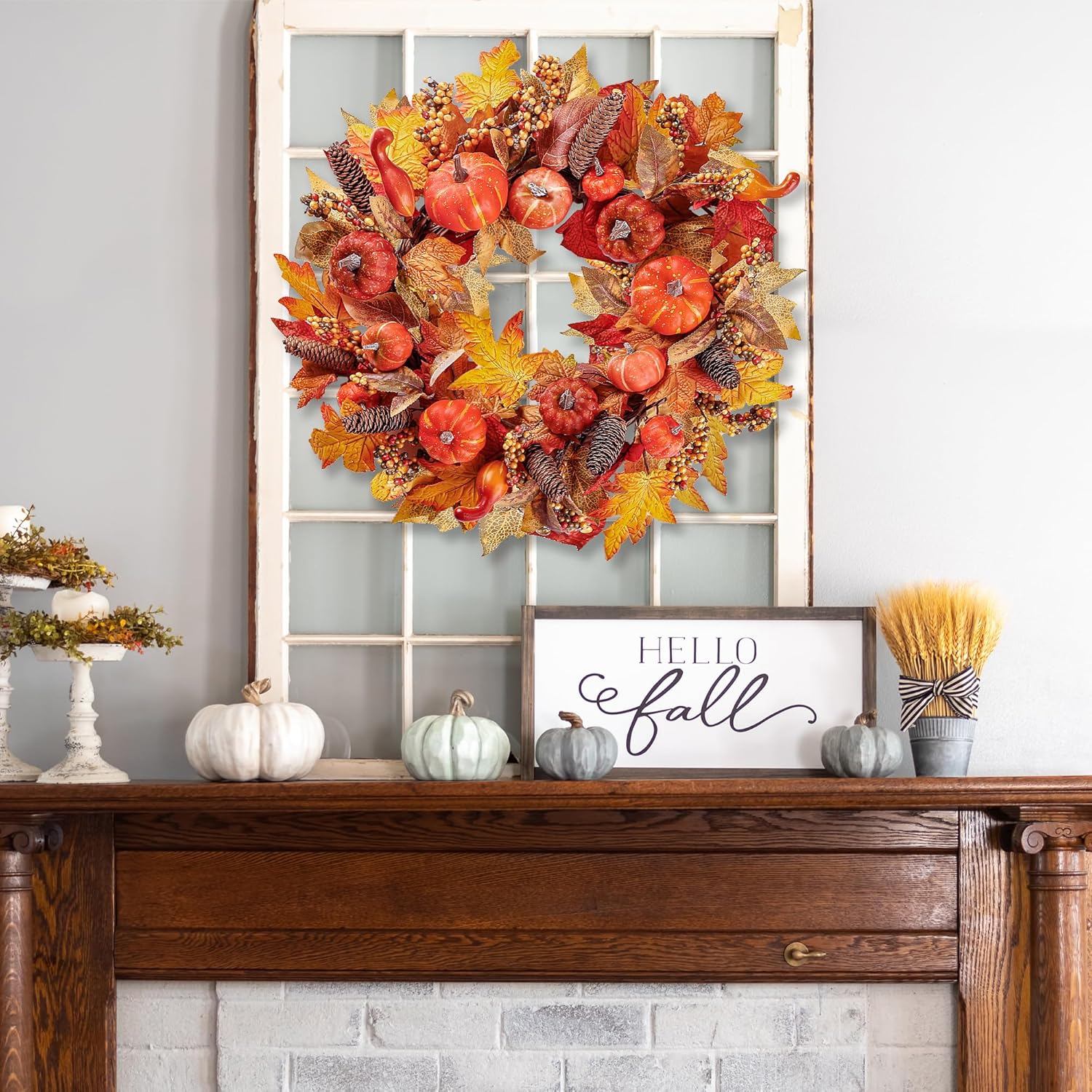 Sggvecsy 18 Inch Artificial Fall Wreath