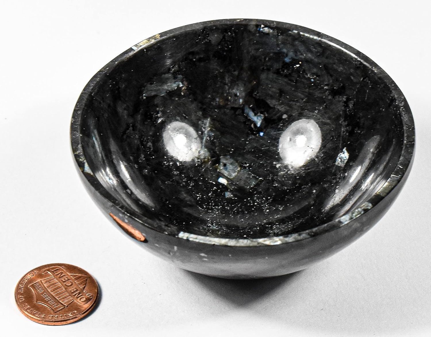 3 Rainbow Metallic Flash Larvikite Bowl - 80g Natural Crystal Mineral UV Reactive Specimen