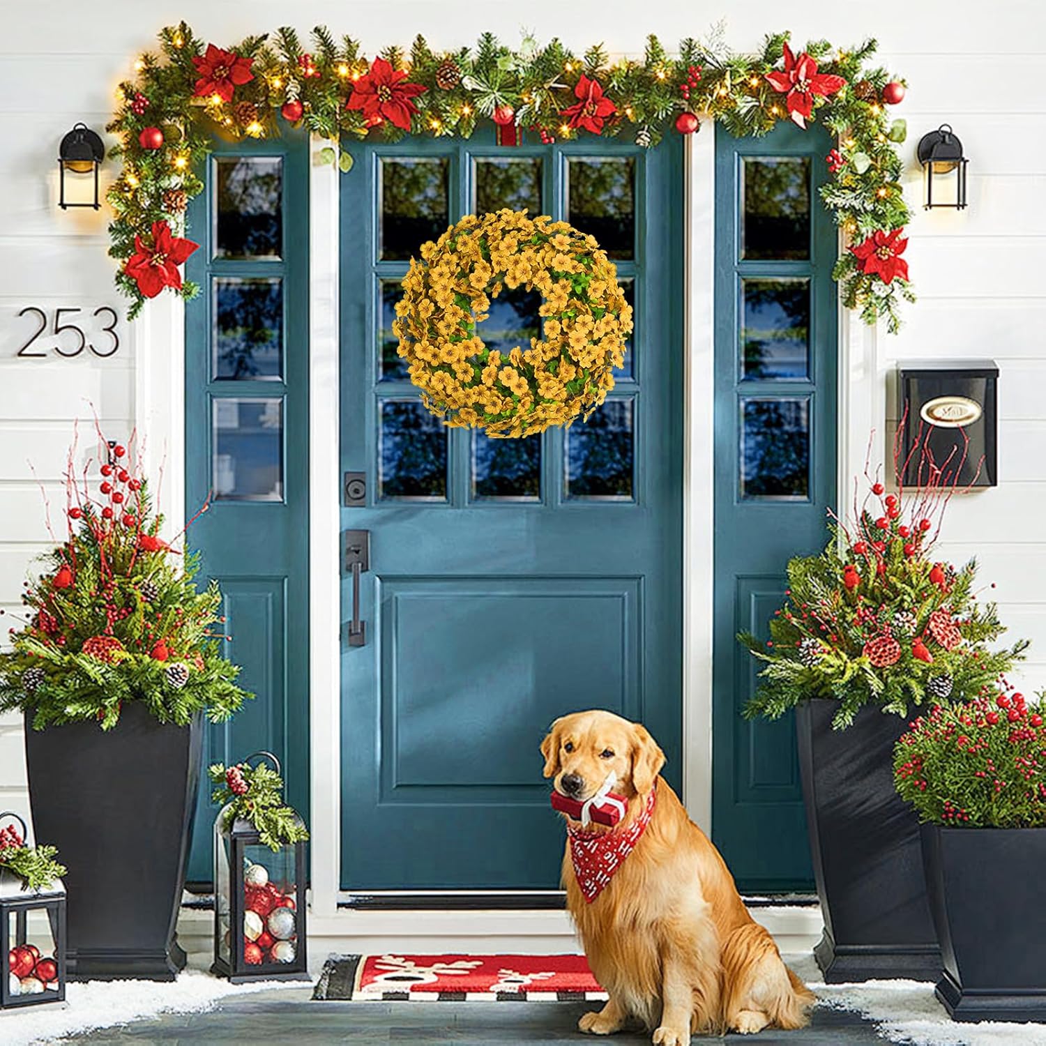 20 Inch Artificial Spring Summer Wreath for Front Door