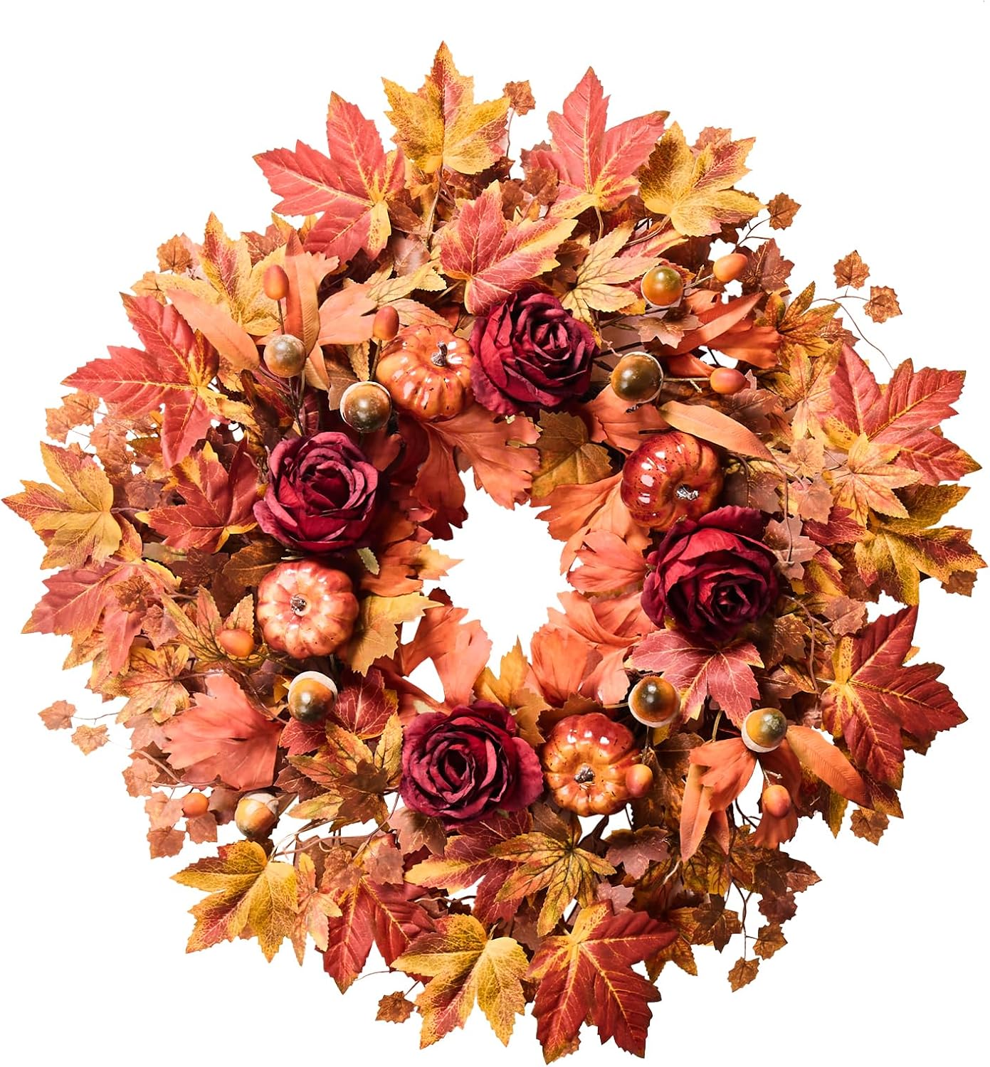 26 Inch Autumn Wreath for Front Door Decor