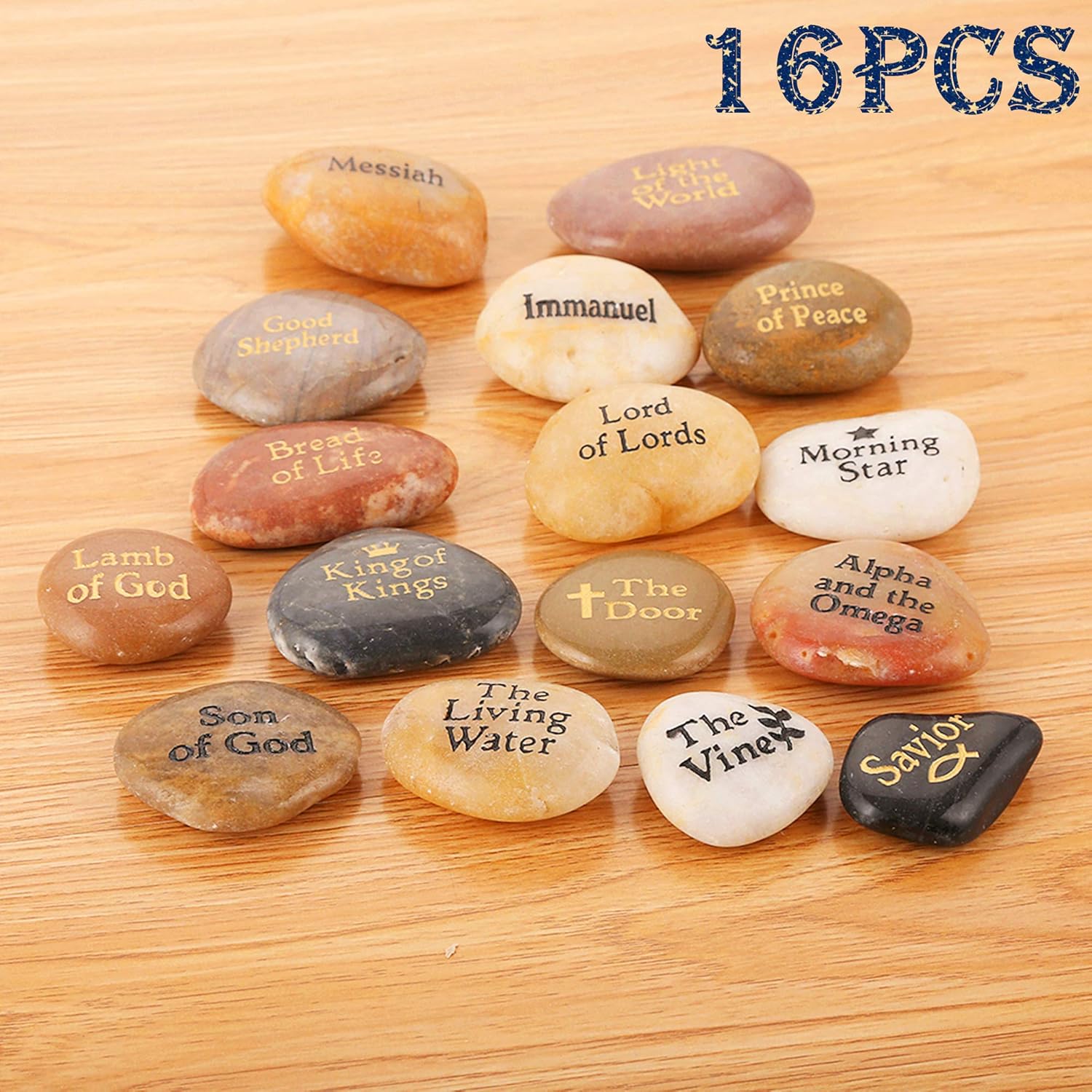 16PCS Names of Jesus Christ Engraved Stones