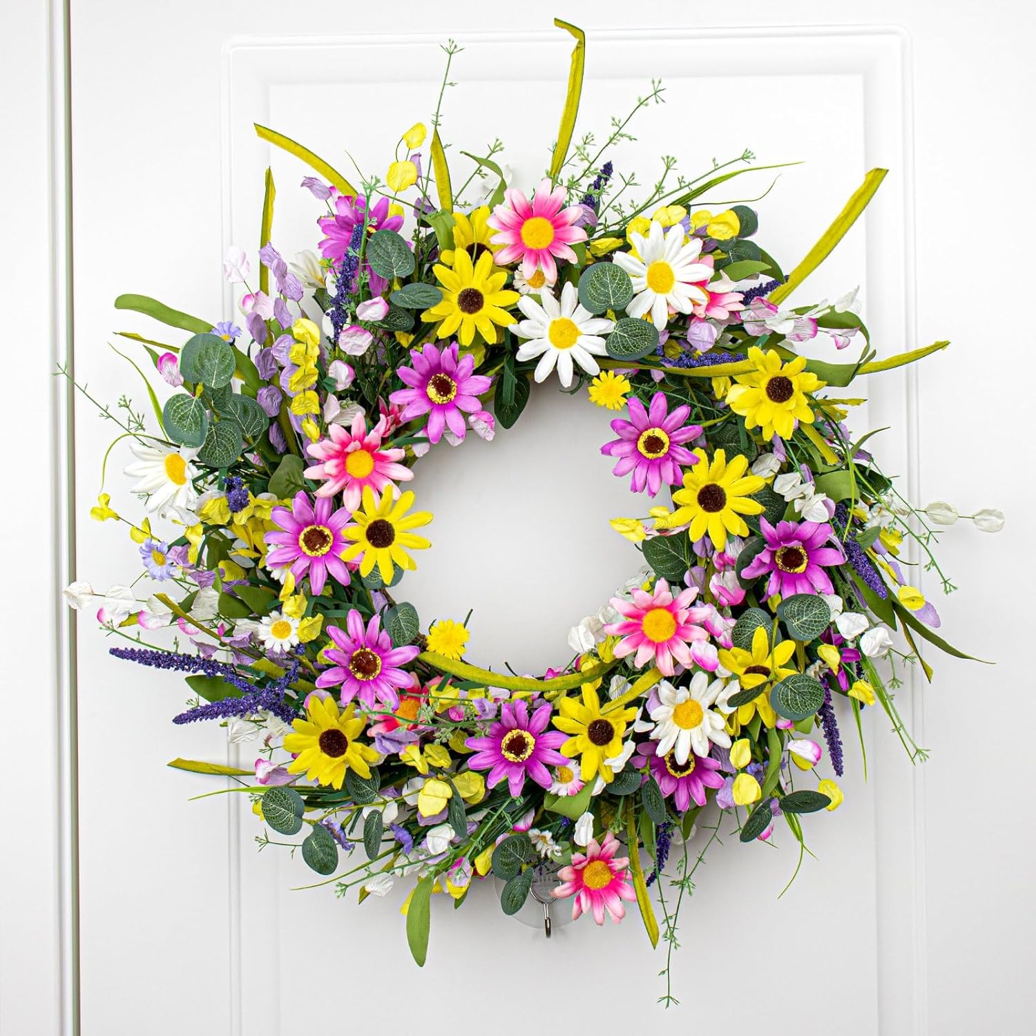 22 Inches Colorful Wildflower Wreath for Front Door