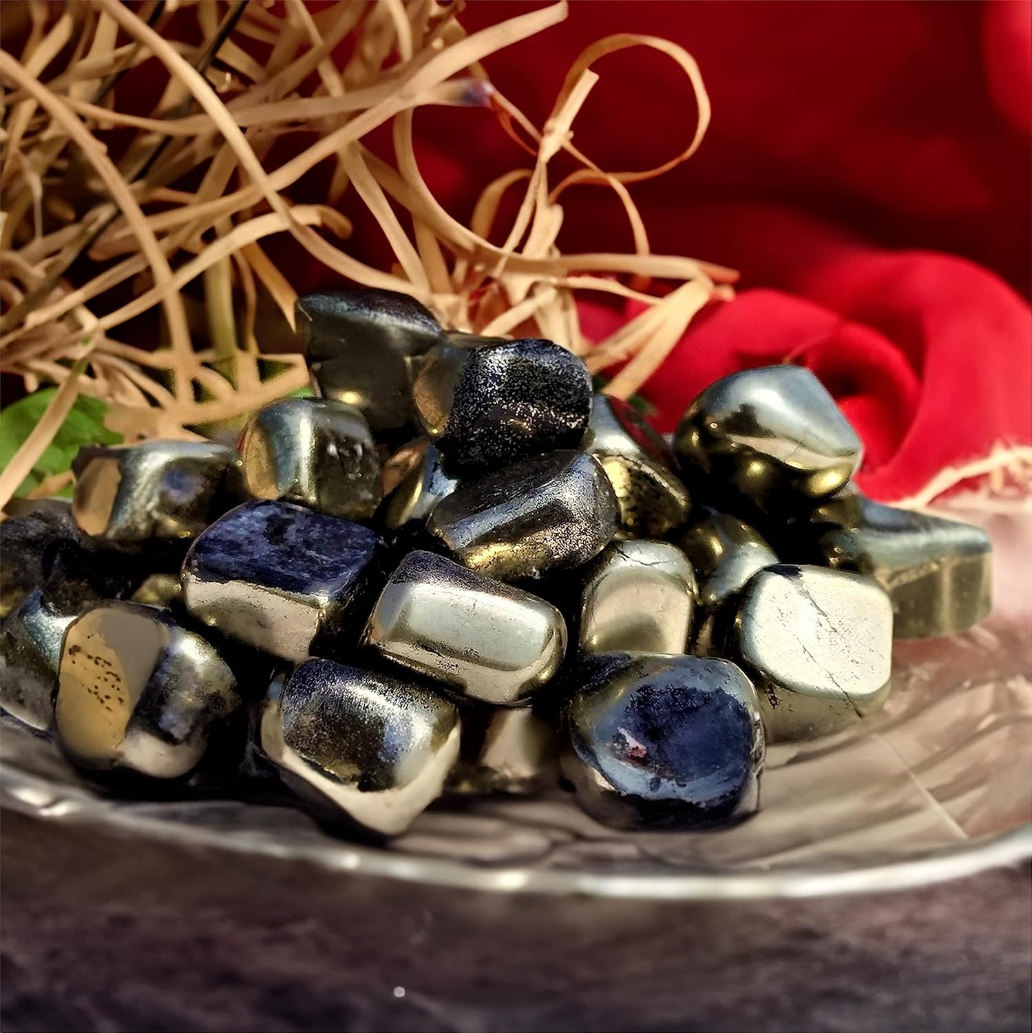 Golden Pyrite Tumbled Stones Bulk - 1 LB Natural Healing Crystals for Decor and Spirituality