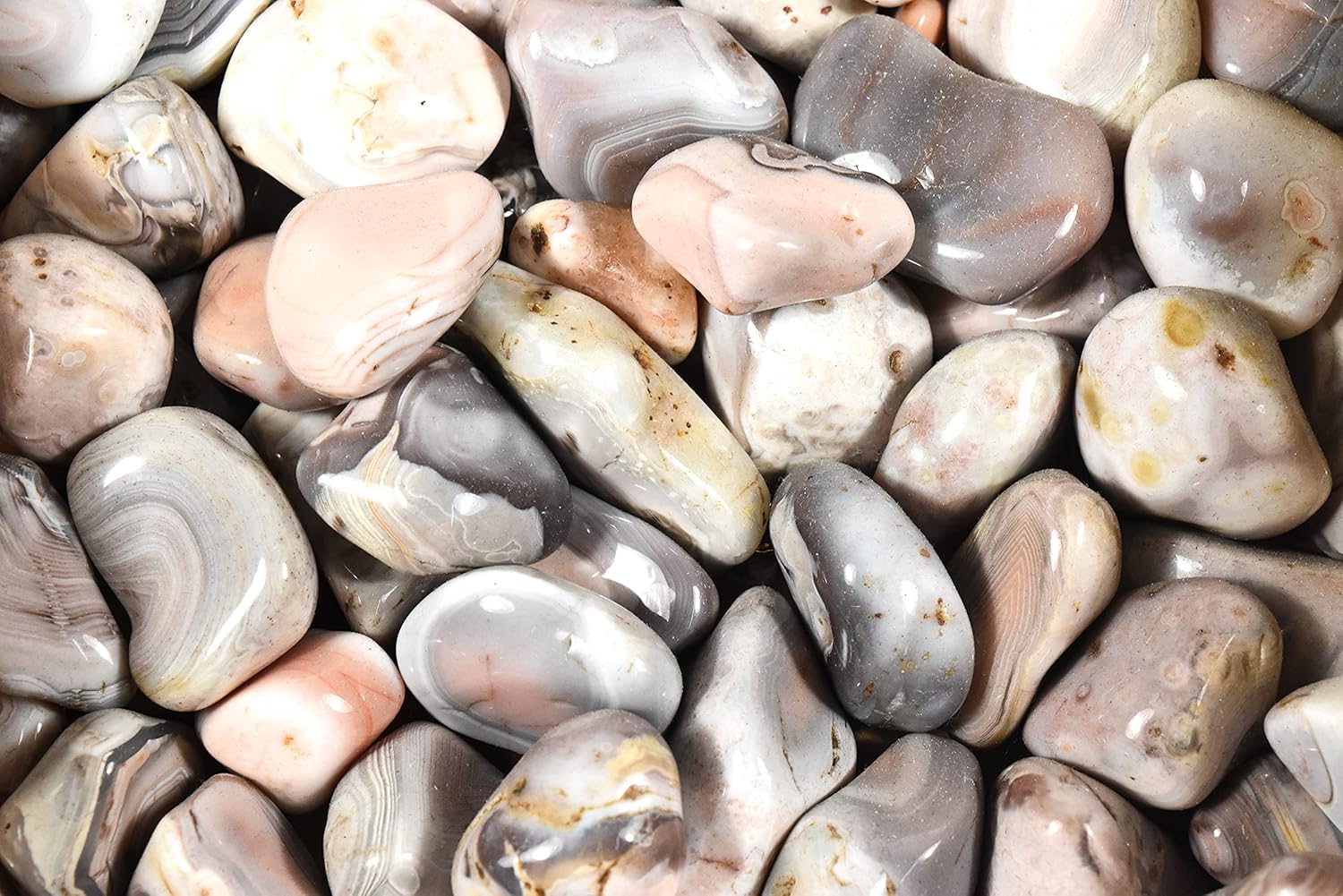 10pcs Pink Botswana Agate Tumbled Stones for Fountain Decor