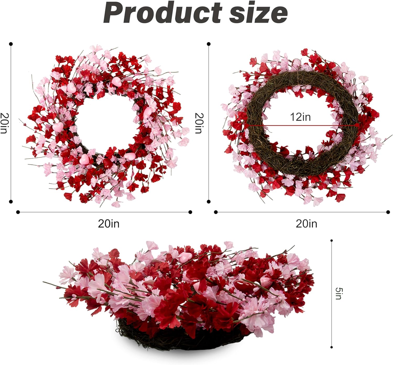 20 Inch Valentine Wreath for Front Door