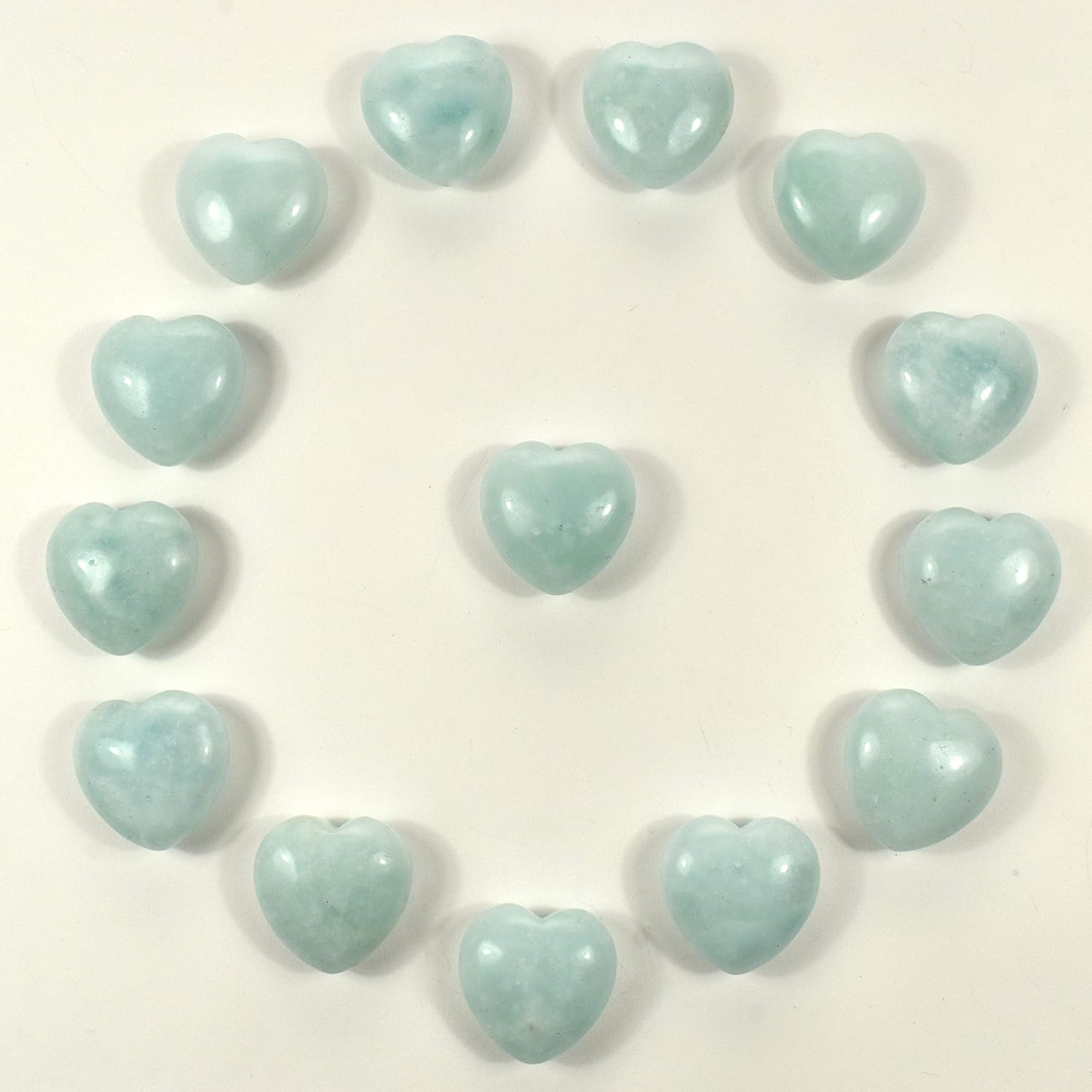 Blue Aquamarine Puffy Heart Stones 2PCS