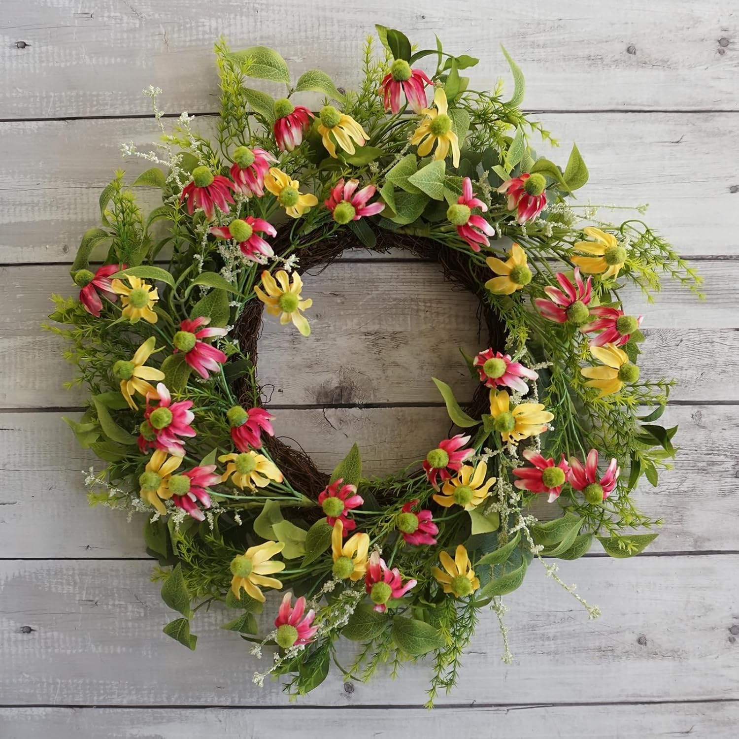 18 Inches Artificial Black-Eyed Daisy Wreath for Front Door