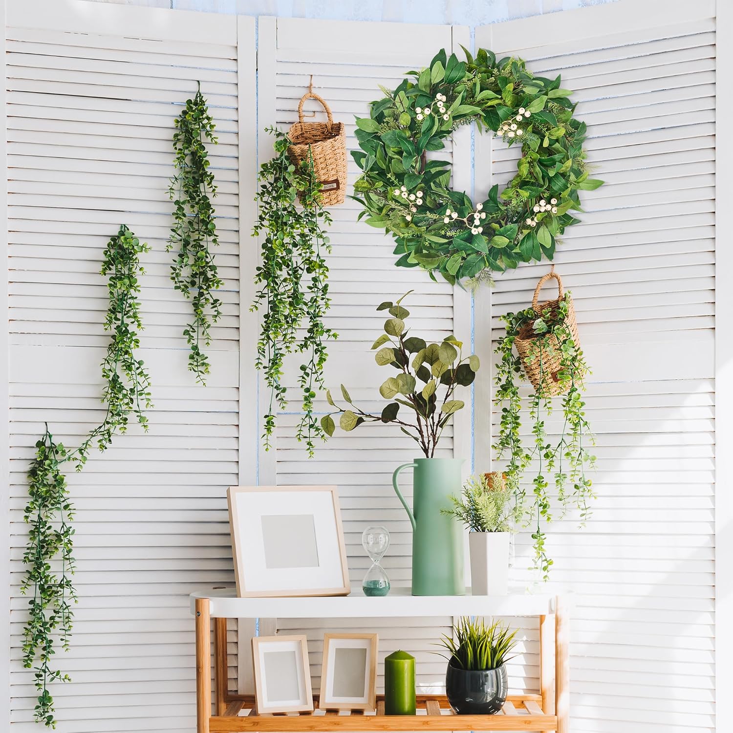 GENMOUS 24 Inch All Season Wreath for Front Door Decor