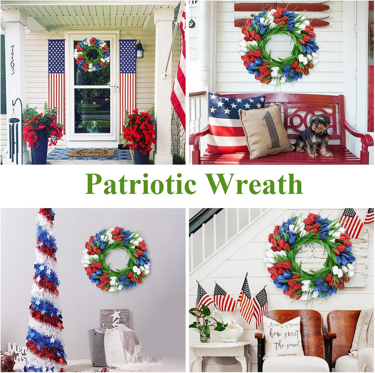 UArtlines 20 Inch Tulip Wreath for Front Door