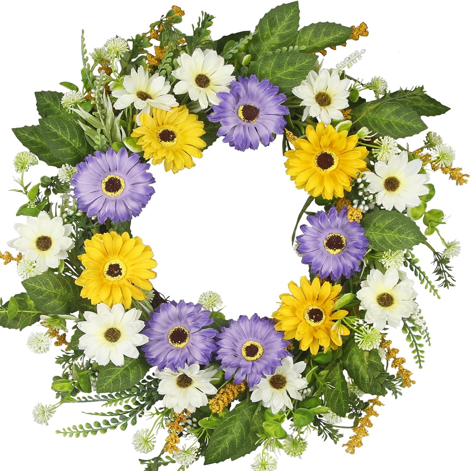Artificial Chrysanthemum Spring Wreath 22 Inches