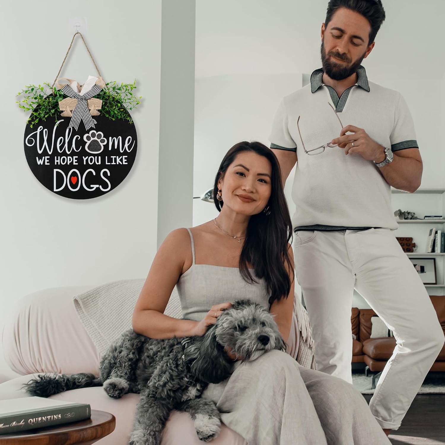 Zavothy Interchangeable Welcome Wreath Sign for Farmhouse Front Porch Decor