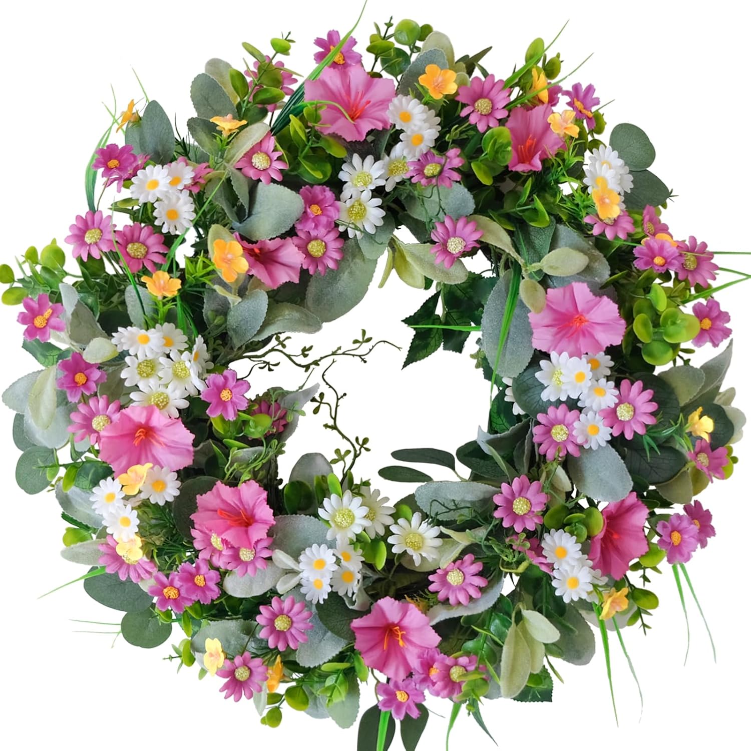 22 Inch Artificial Flower Wreath Spring Summer Decor