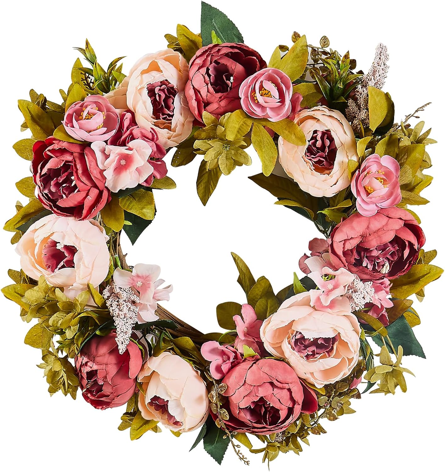 VEVOR 19 Inch Artificial Peony Wreath for Front Door