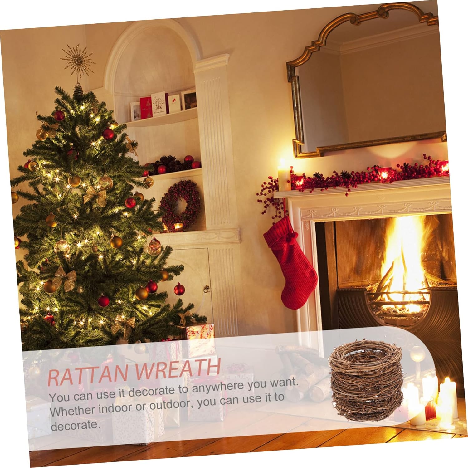 IMIKEYA 20pcs Christmas Woven Rattan Door Wreath Decor