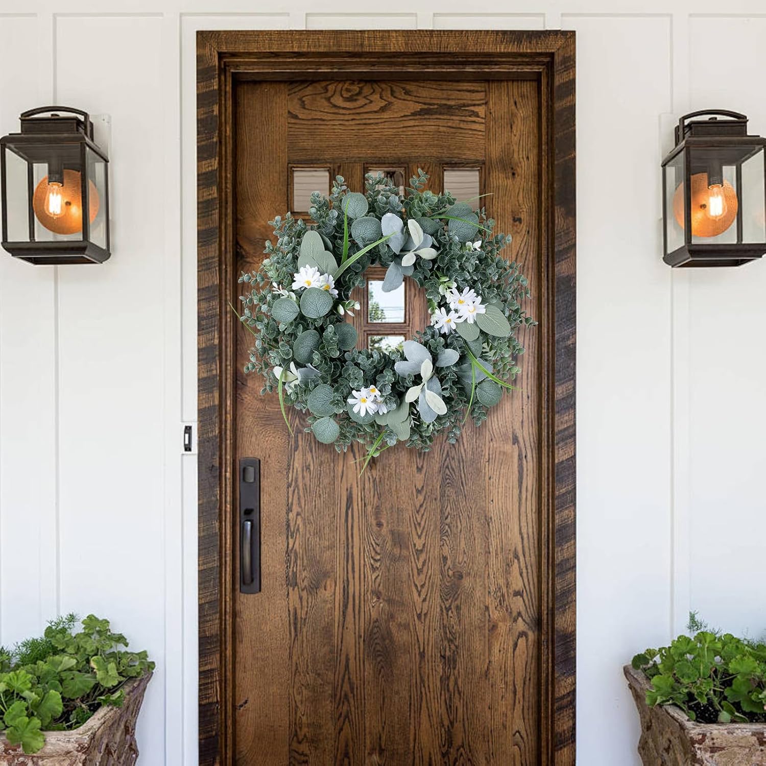 Gixie Home 20 Inch Artificial Eucalyptus Door Wreath
