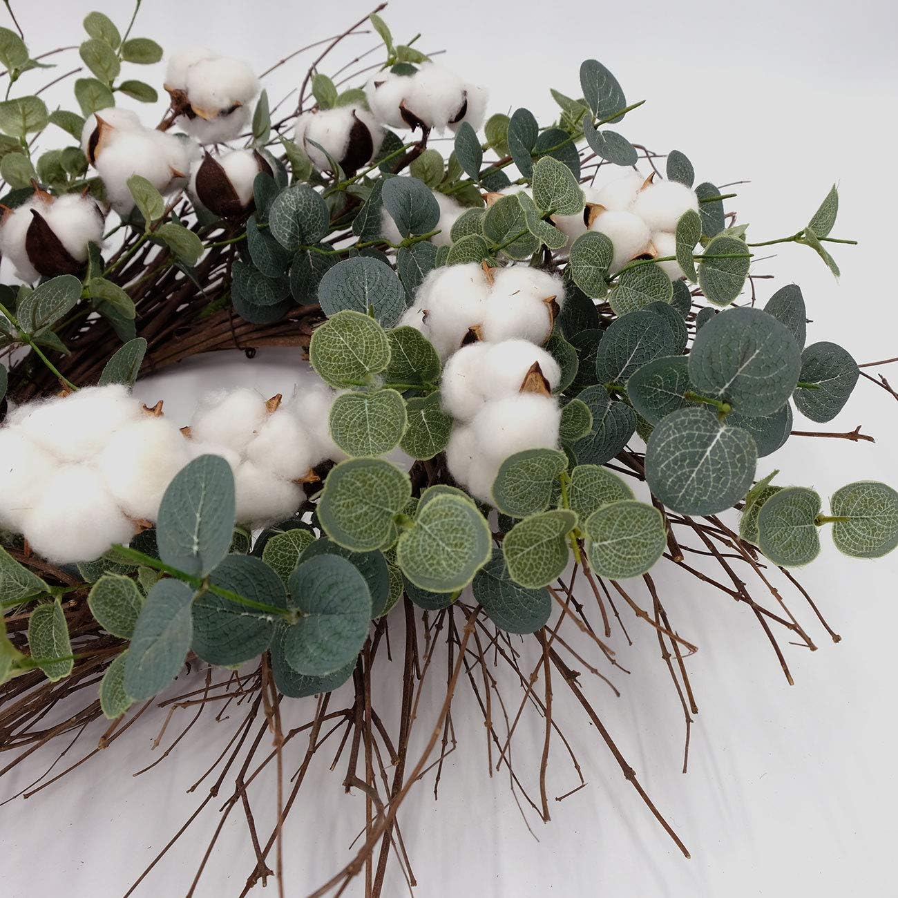 Idyllic Eucalyptus and Cotton Wreath for Front Door