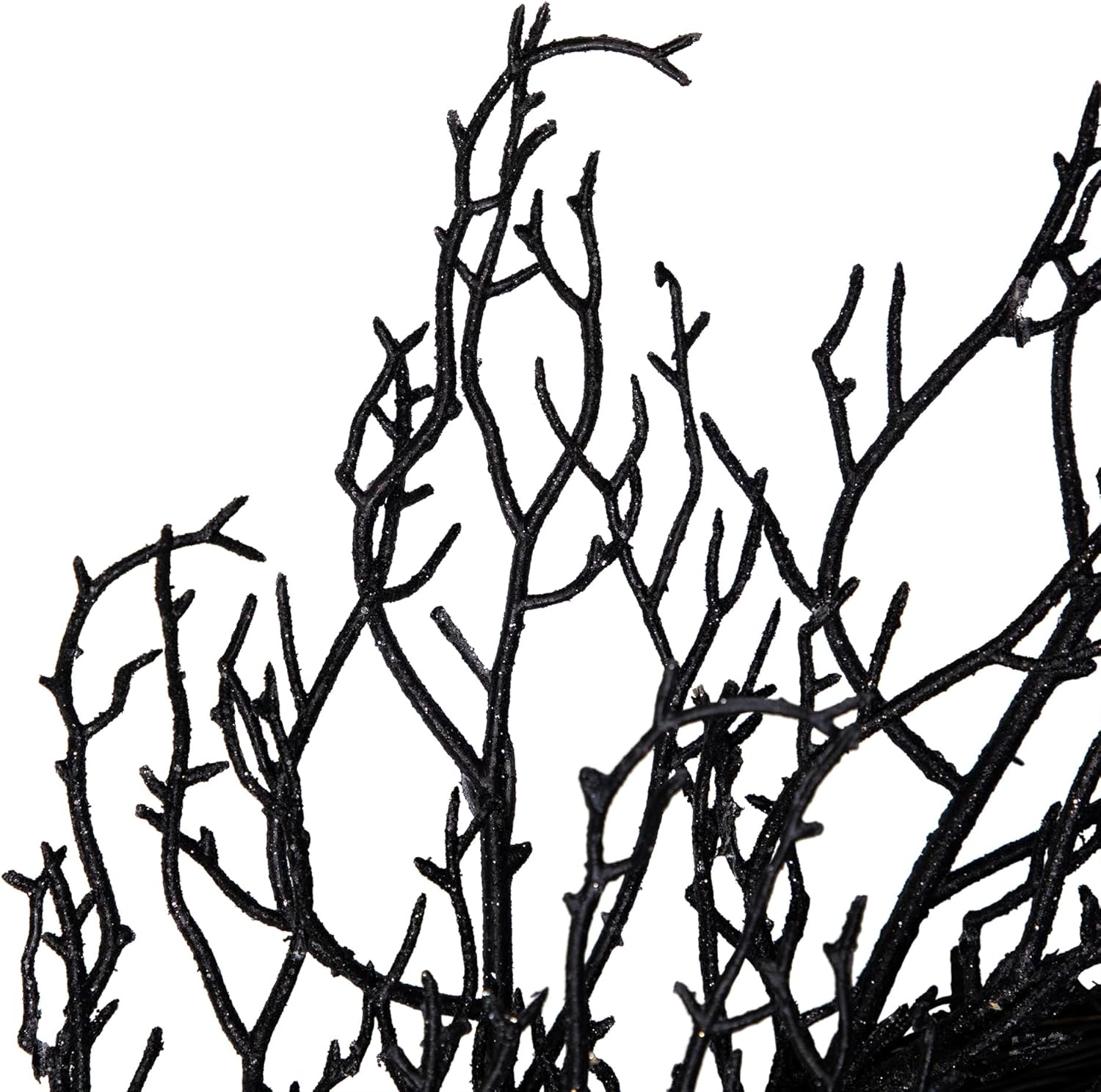 Northlight Glittered Twig Artificial Halloween Wreath - 24 Black