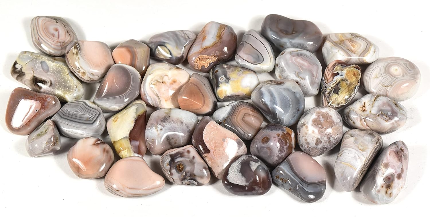 10pcs Pink Botswana Agate Tumbled Stones for Fountain Decor