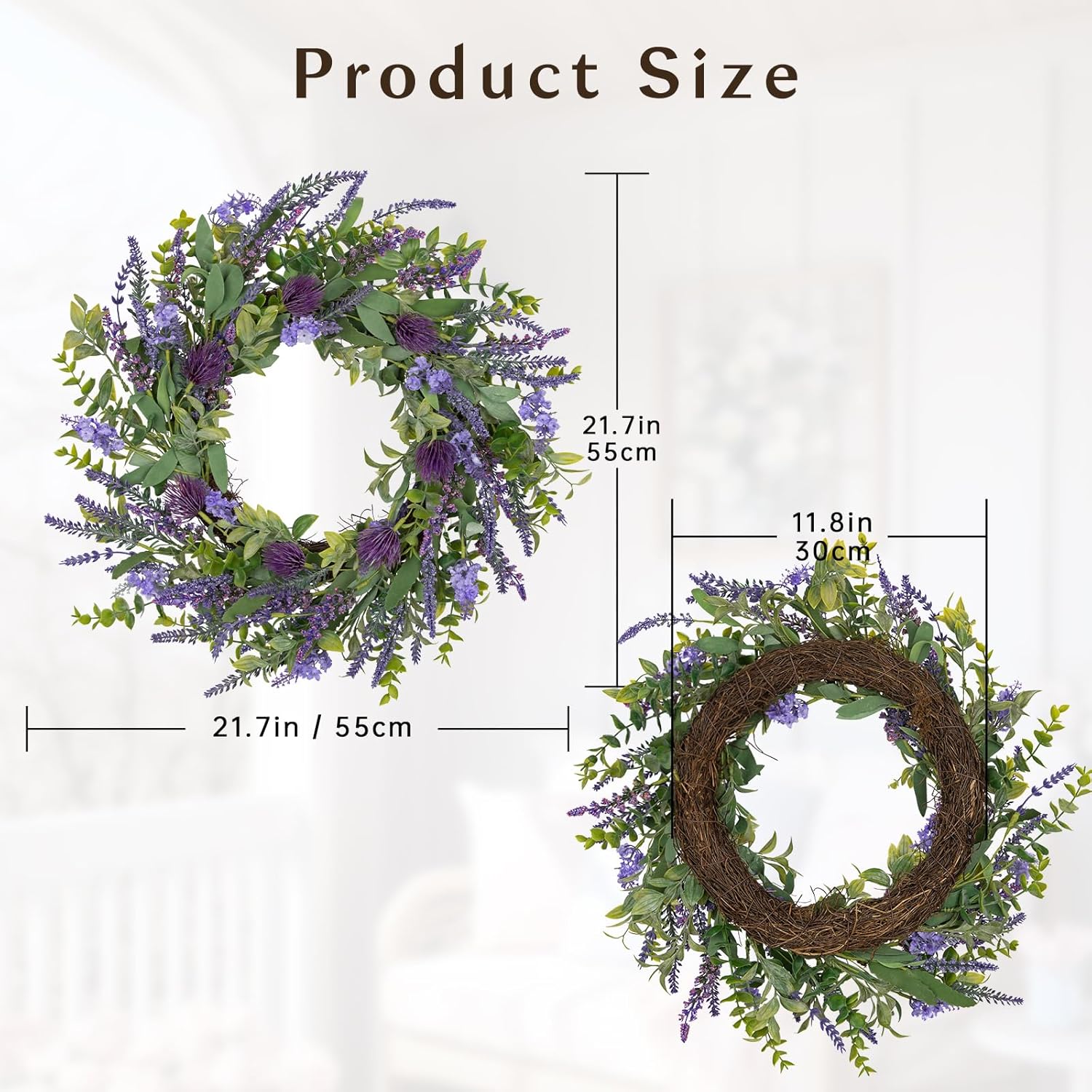 Lavender Wreath for Front Door 22 Inch All Season Decor