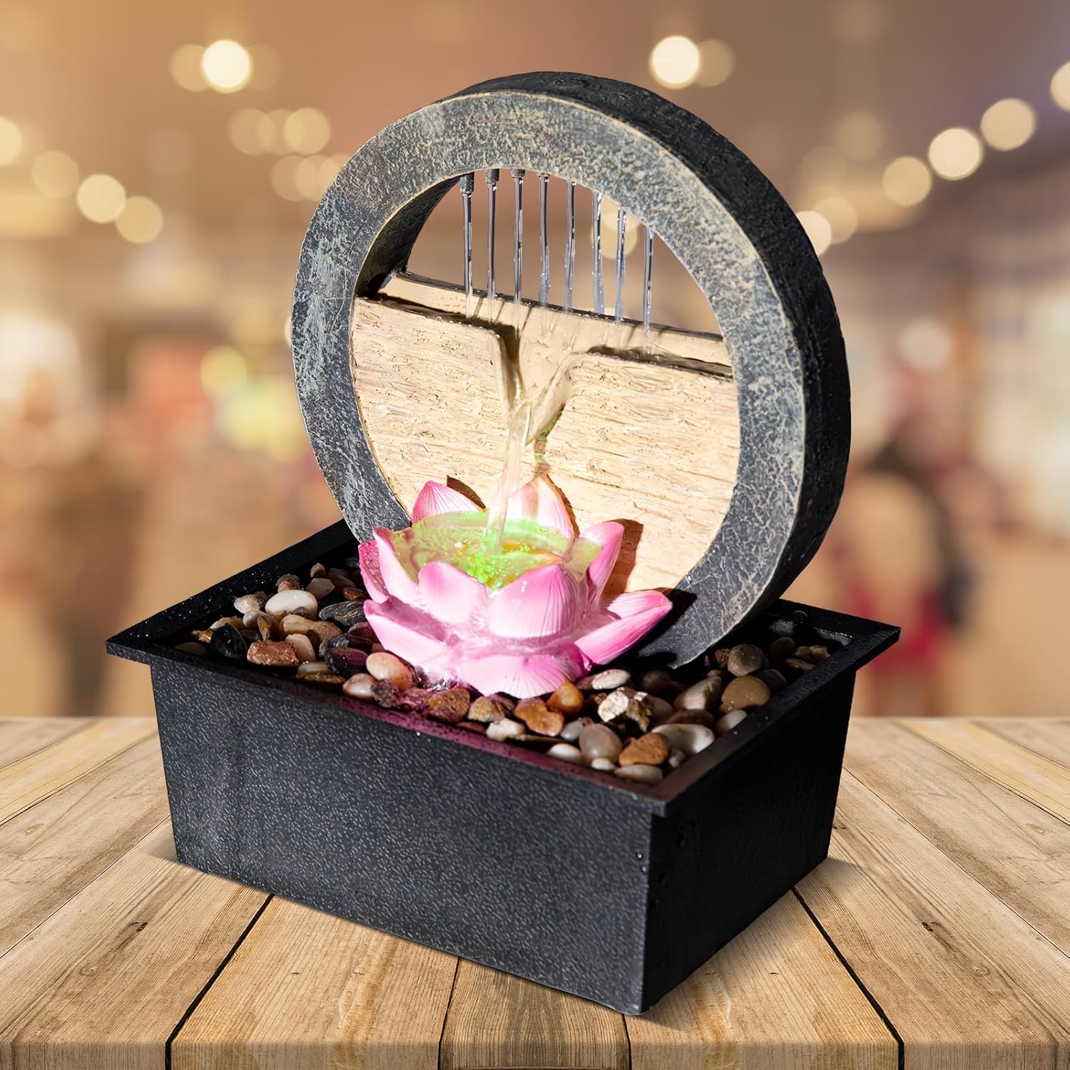 Vipush Tabletop Water Fountain with LED Light