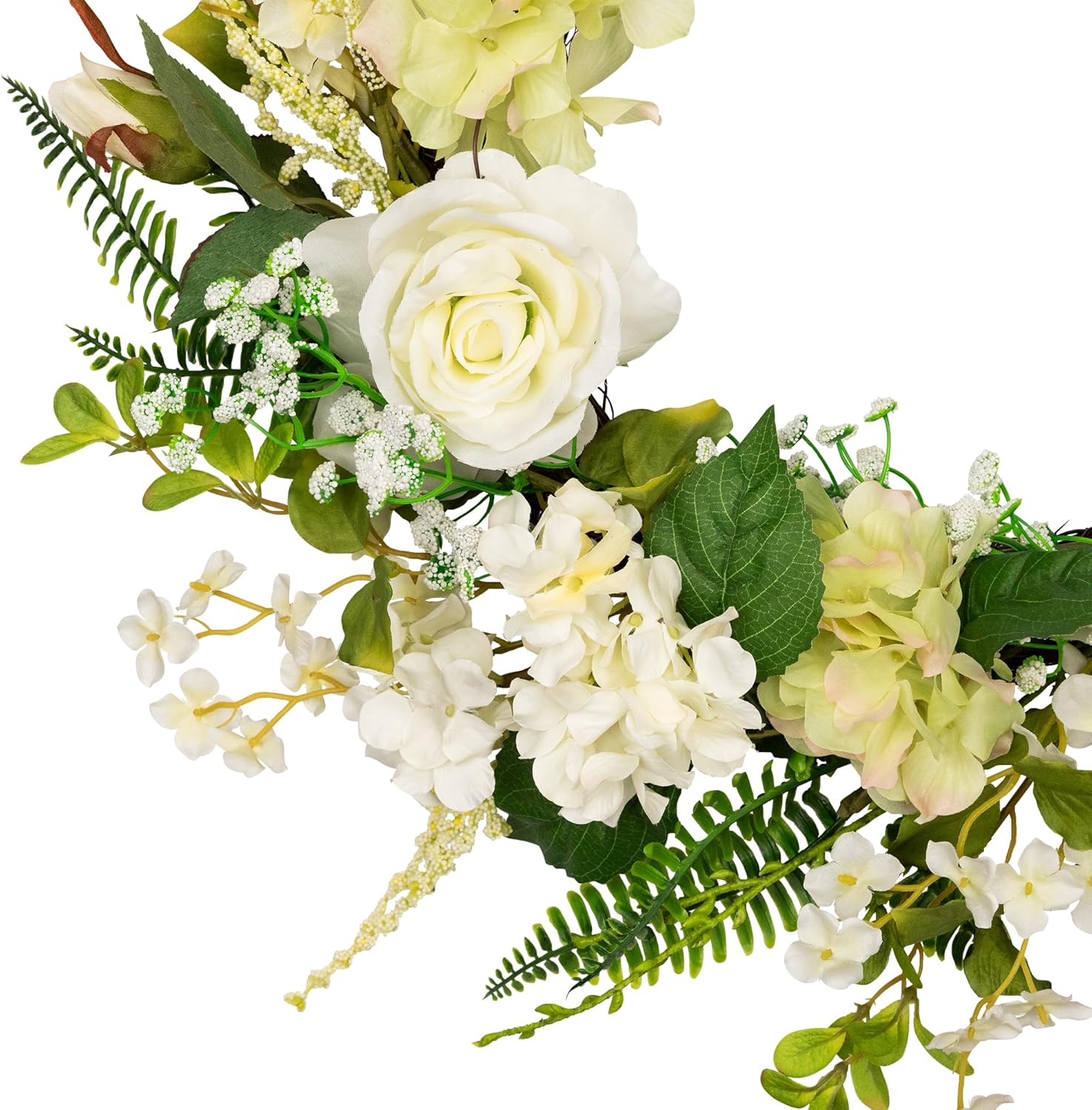 Northlight Peony and Rose Artificial Spring Wreath 24-inch White Green